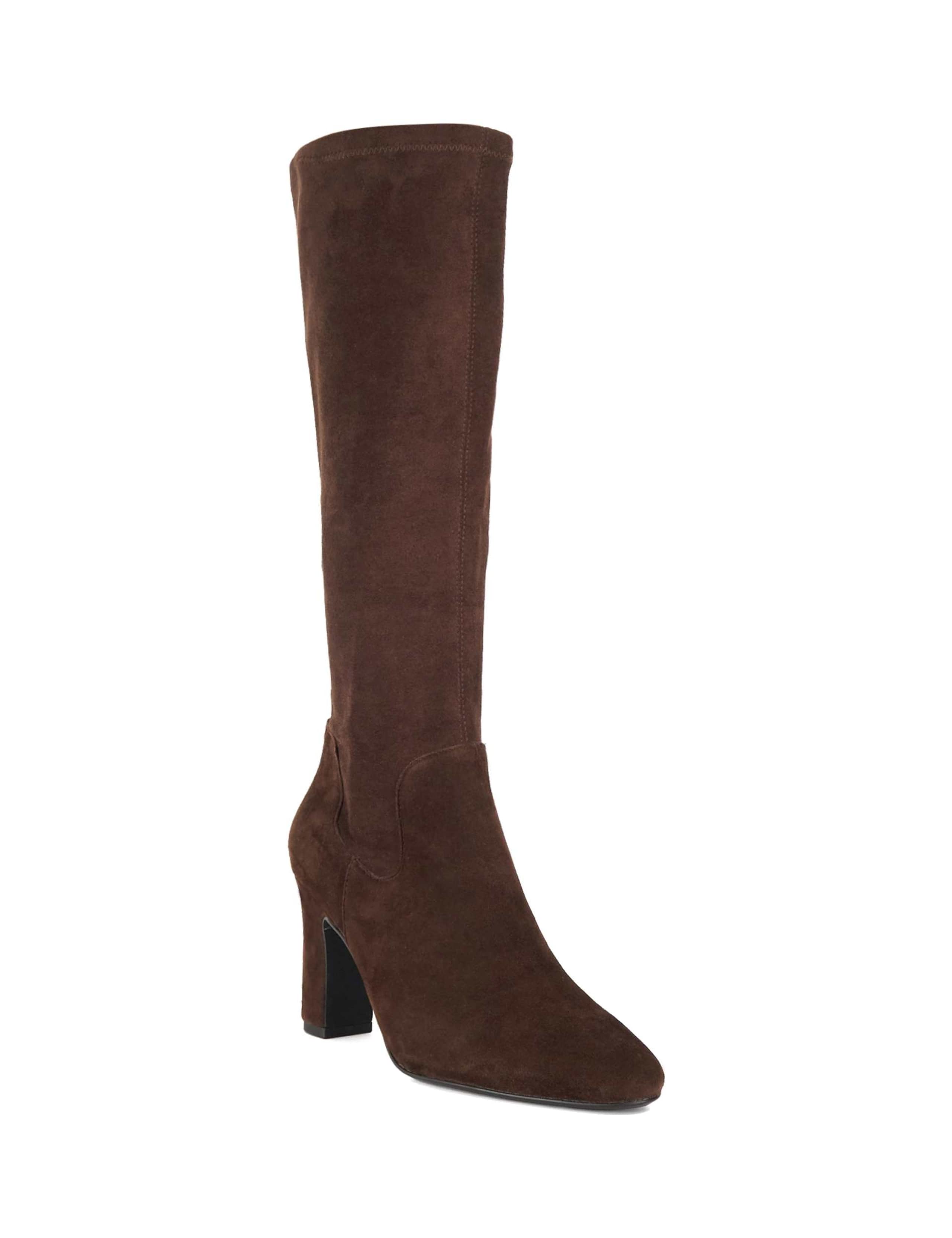 Wide Fit Suede Block Heel Knee High Boots 3 of 6