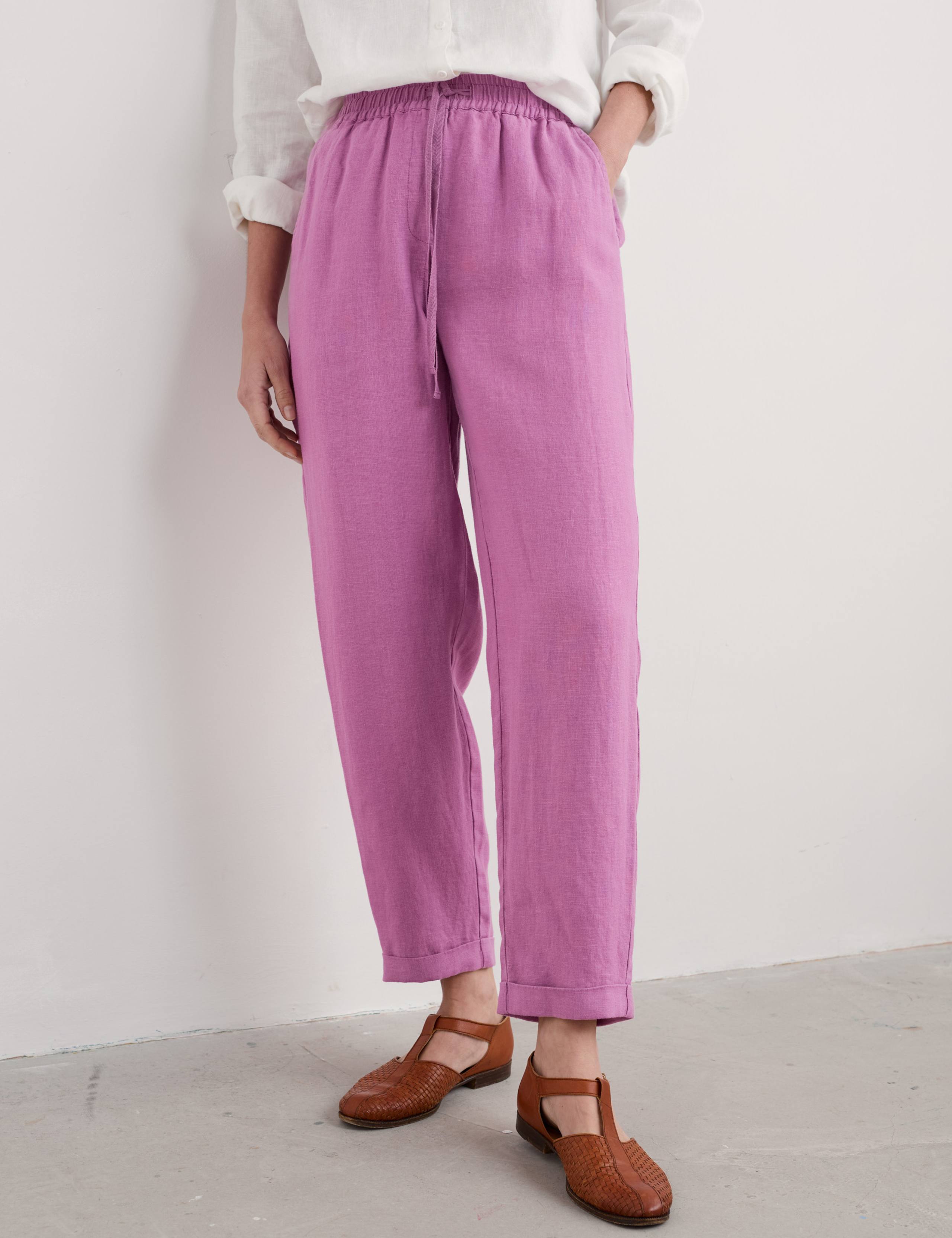 Pure Linen Tapered Cropped Trousers 3 of 4