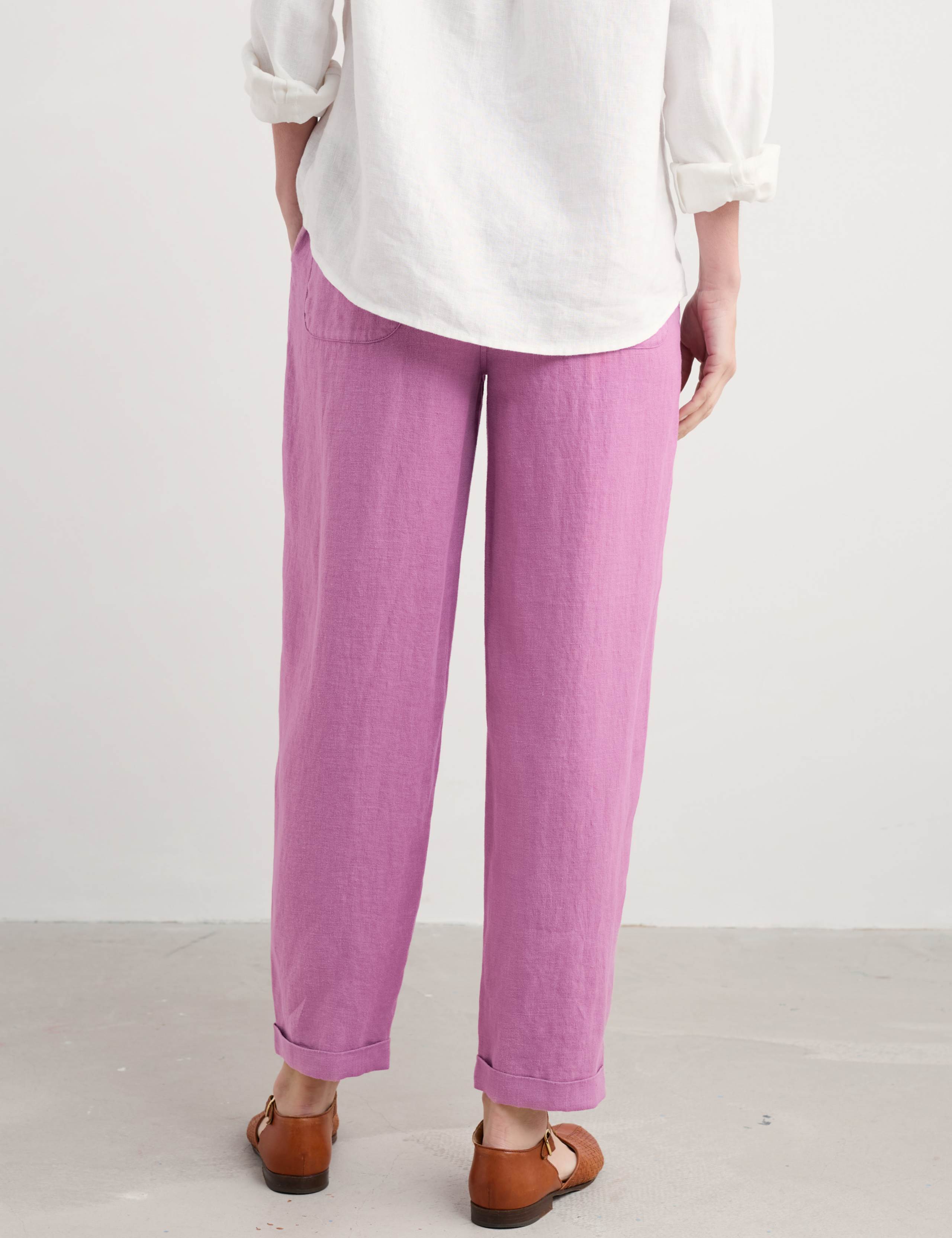Pure Linen Tapered Cropped Trousers 4 of 4