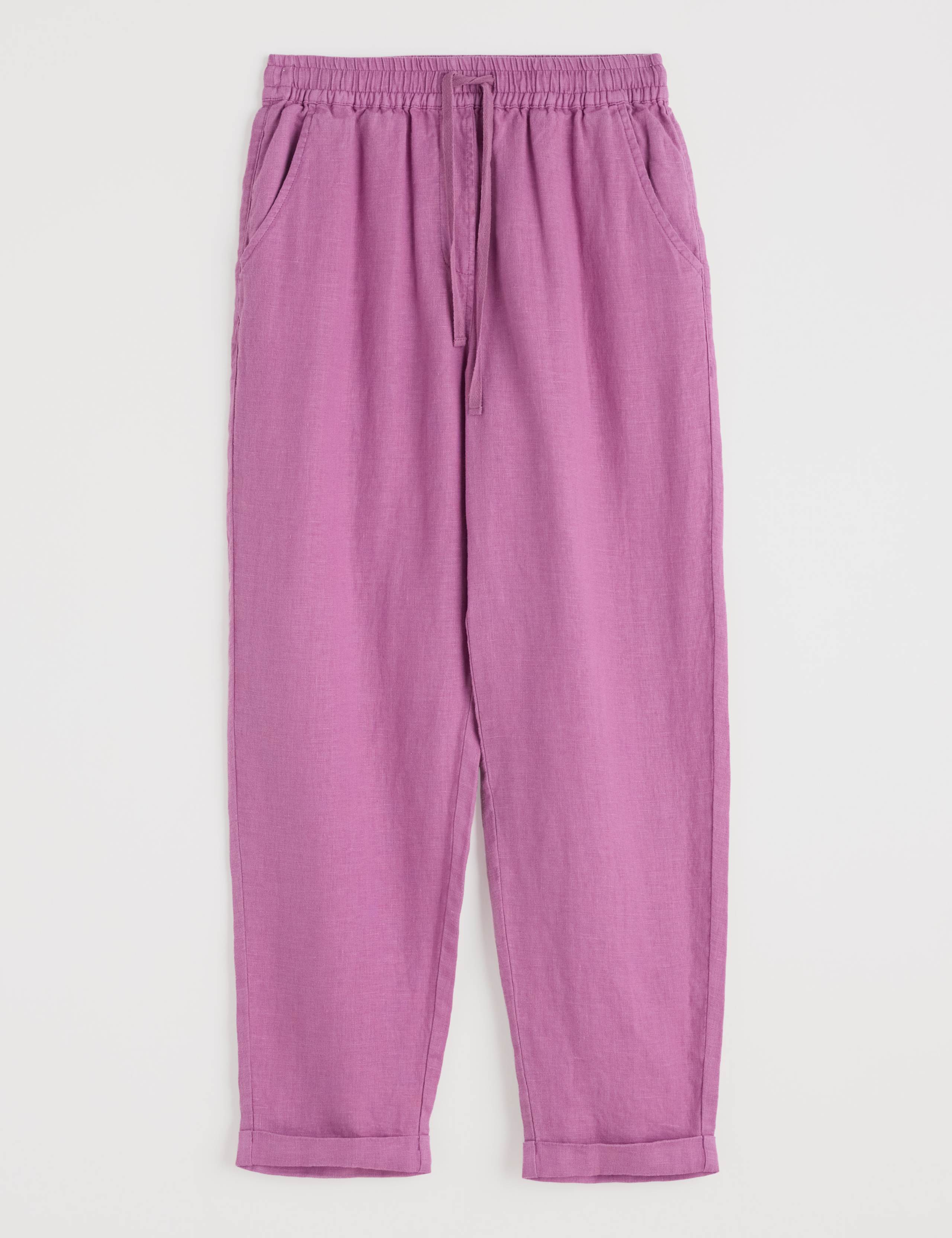 Pure Linen Tapered Cropped Trousers 2 of 4