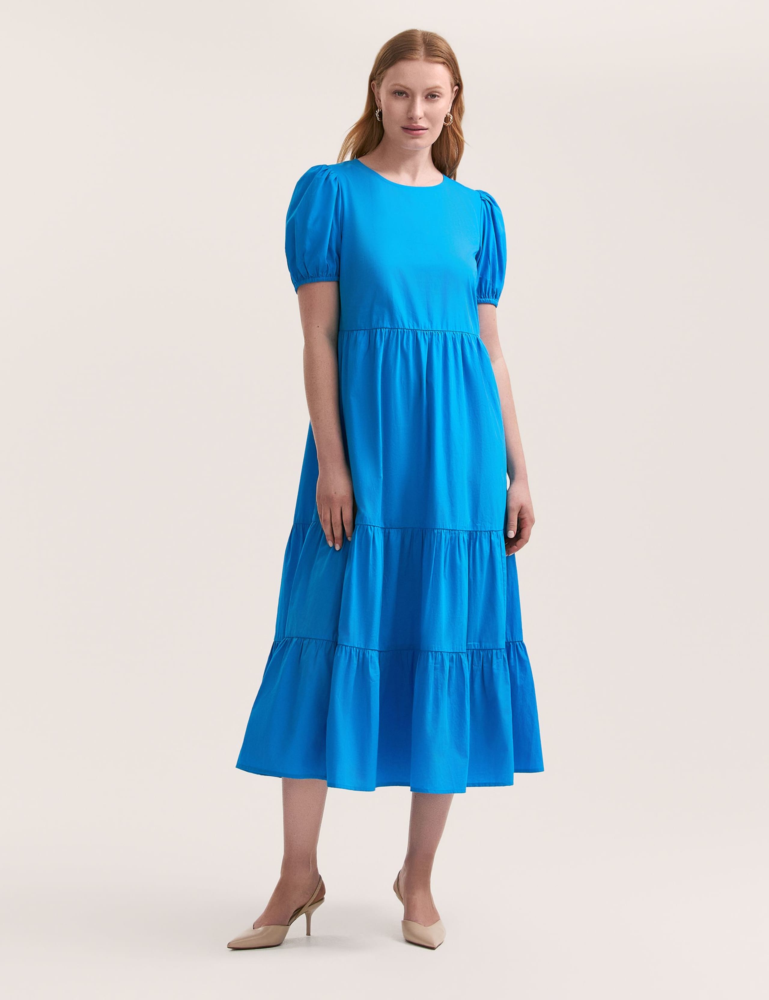 Pure Cotton Midi Tiered Dress 1 of 4