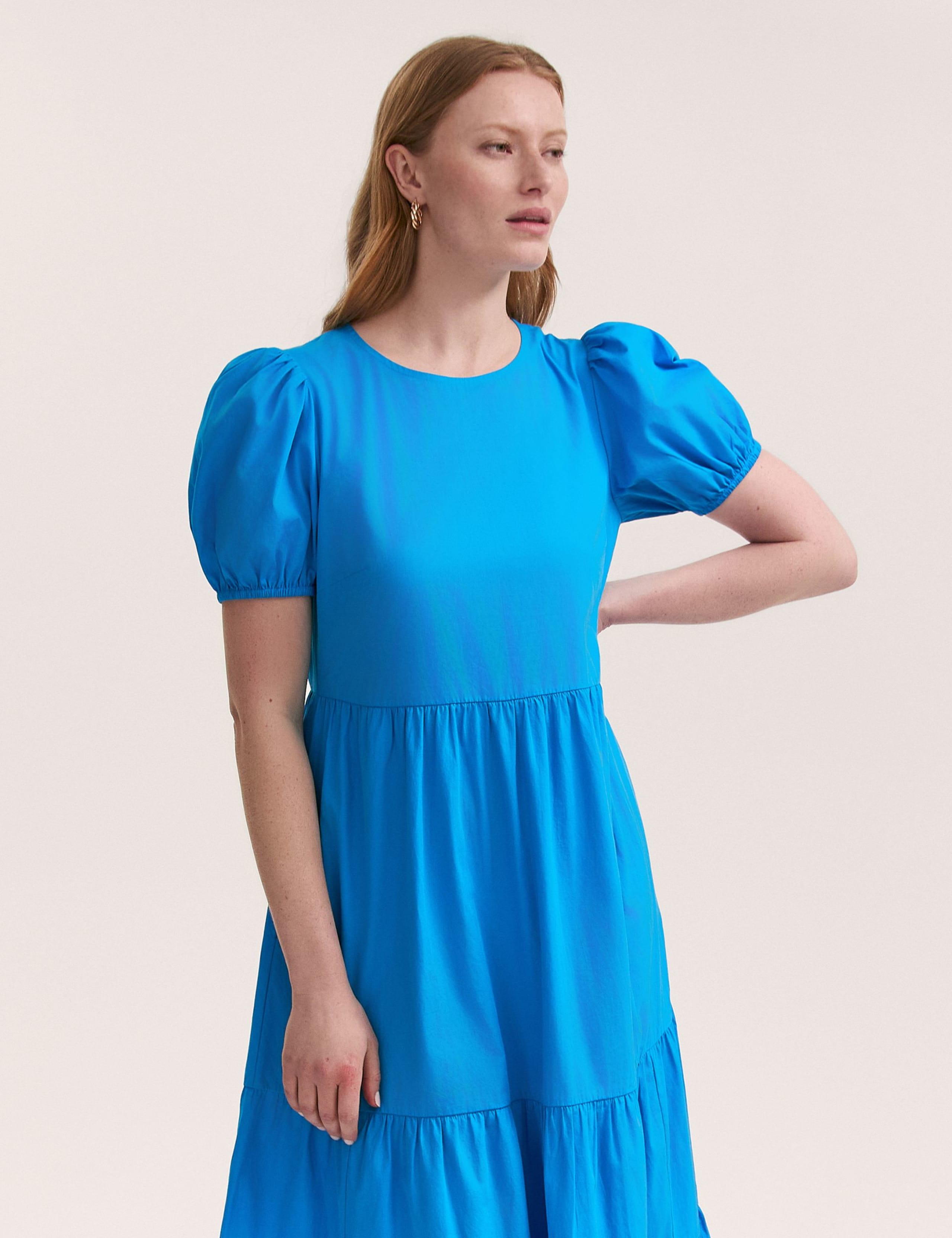 Pure Cotton Midi Tiered Dress 3 of 4