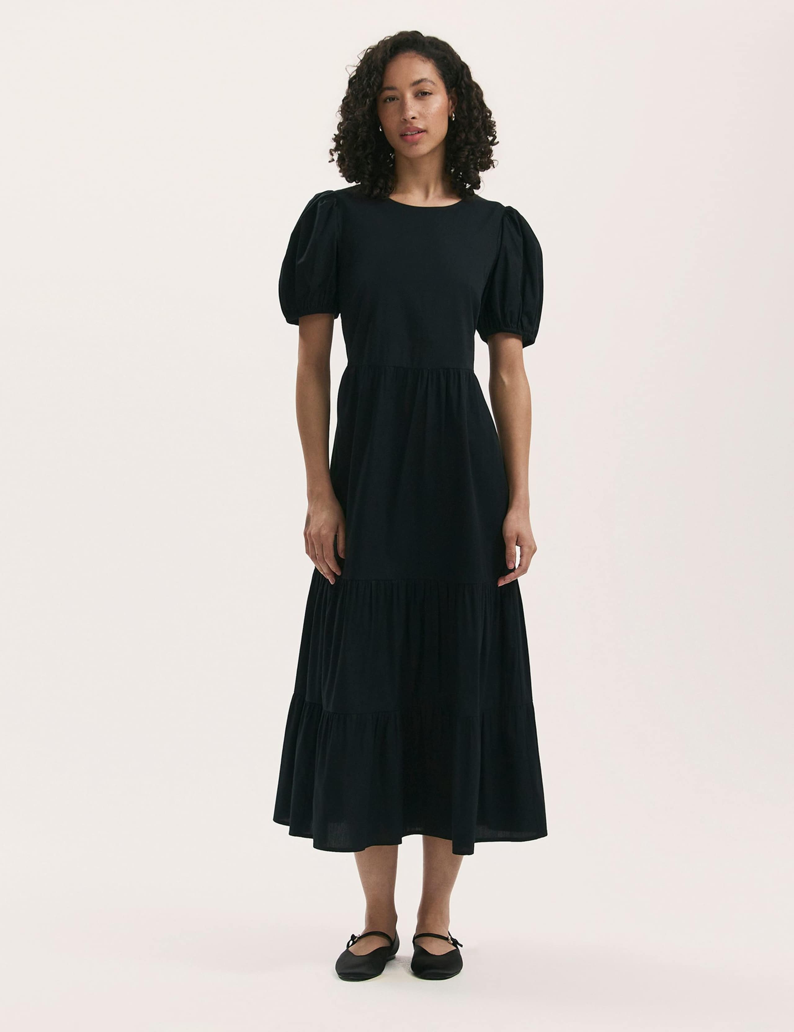 Pure Cotton Midi Tiered Dress 1 of 4