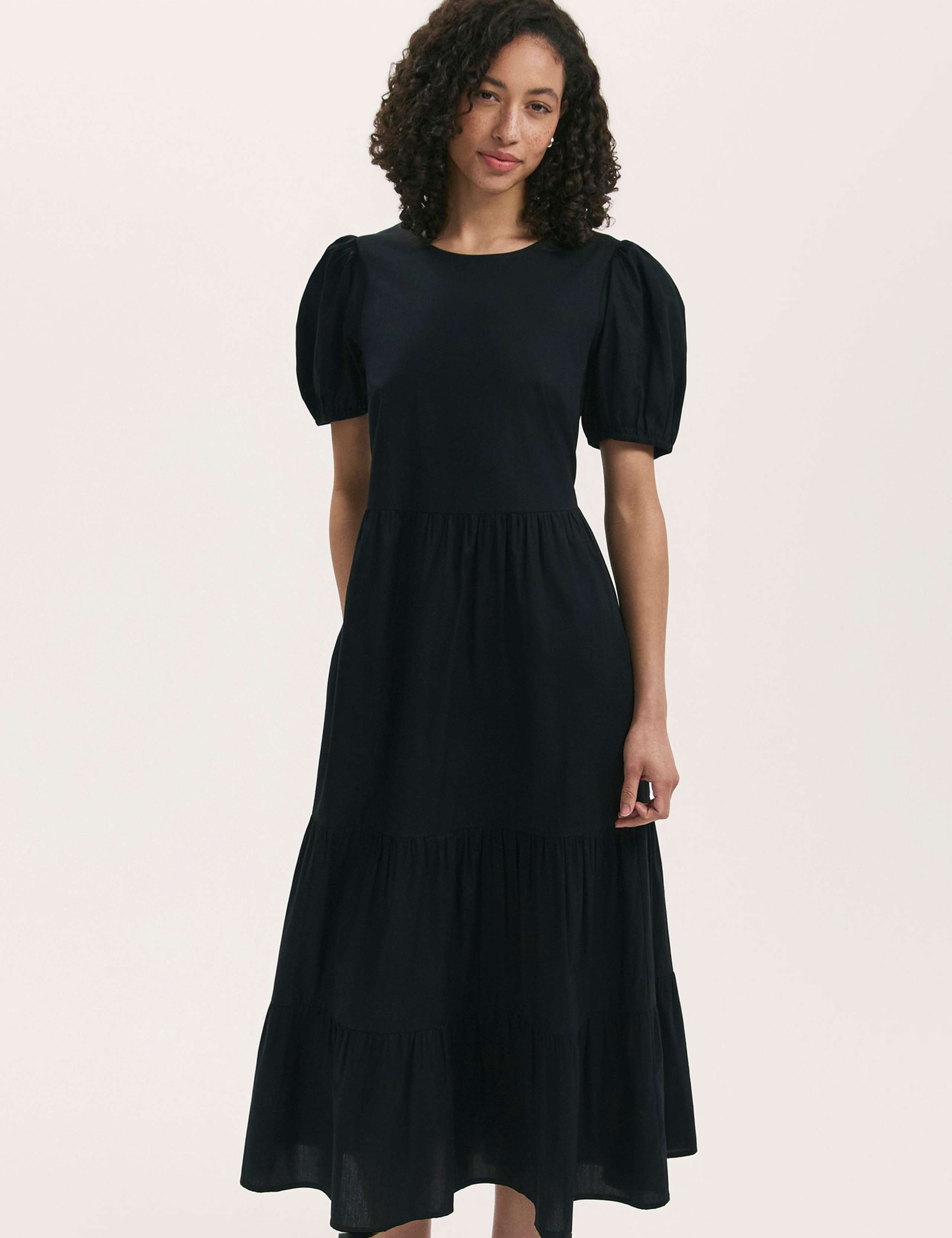 Pure Cotton Midi Tiered Dress 3 of 4