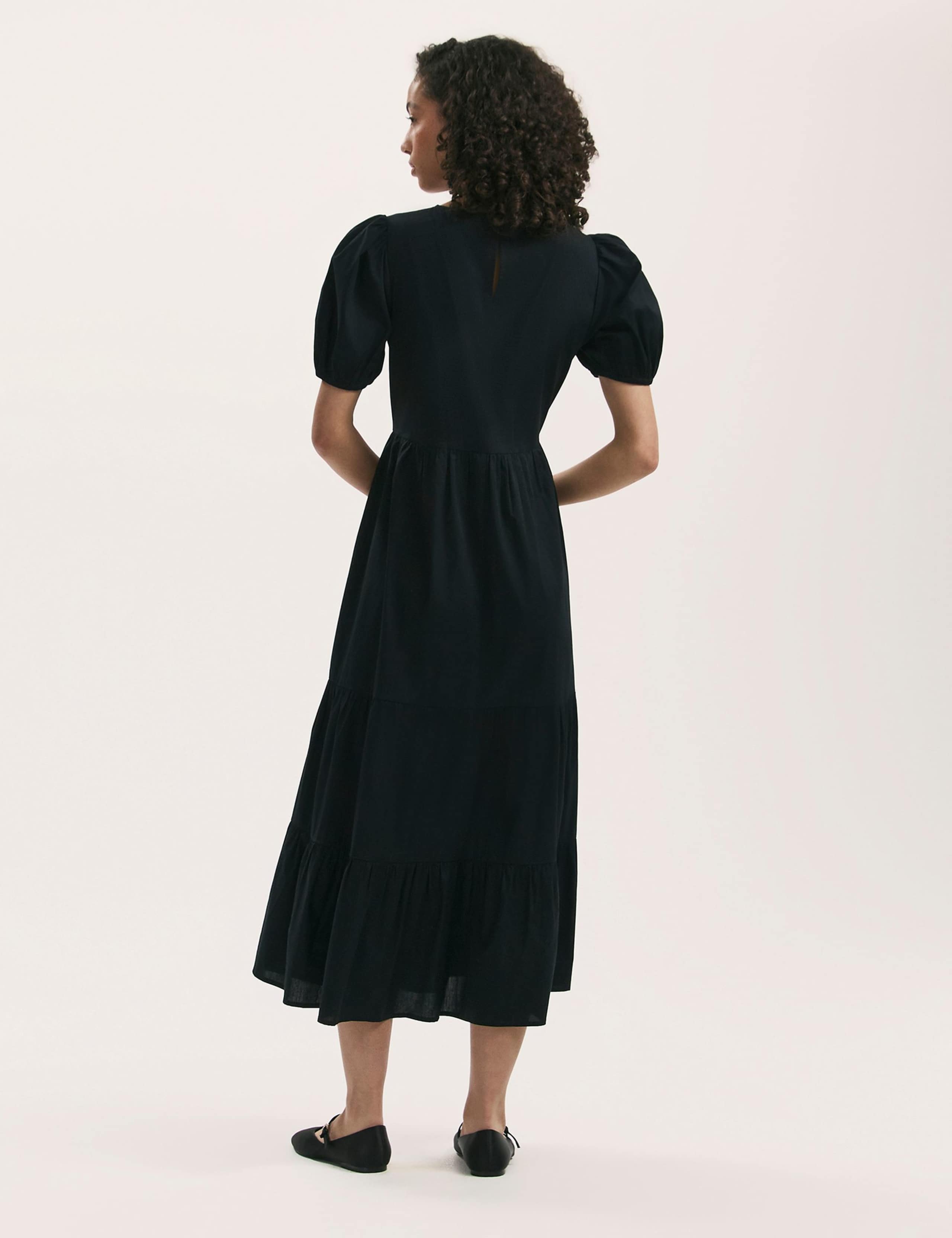 Pure Cotton Midi Tiered Dress 4 of 4