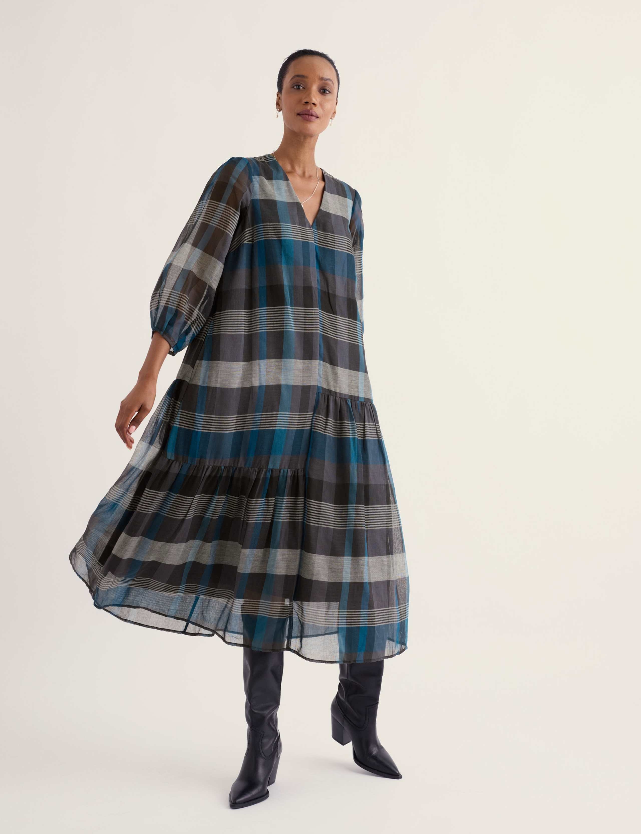 Lined Organza Tiered Midi Dress 1 of 5