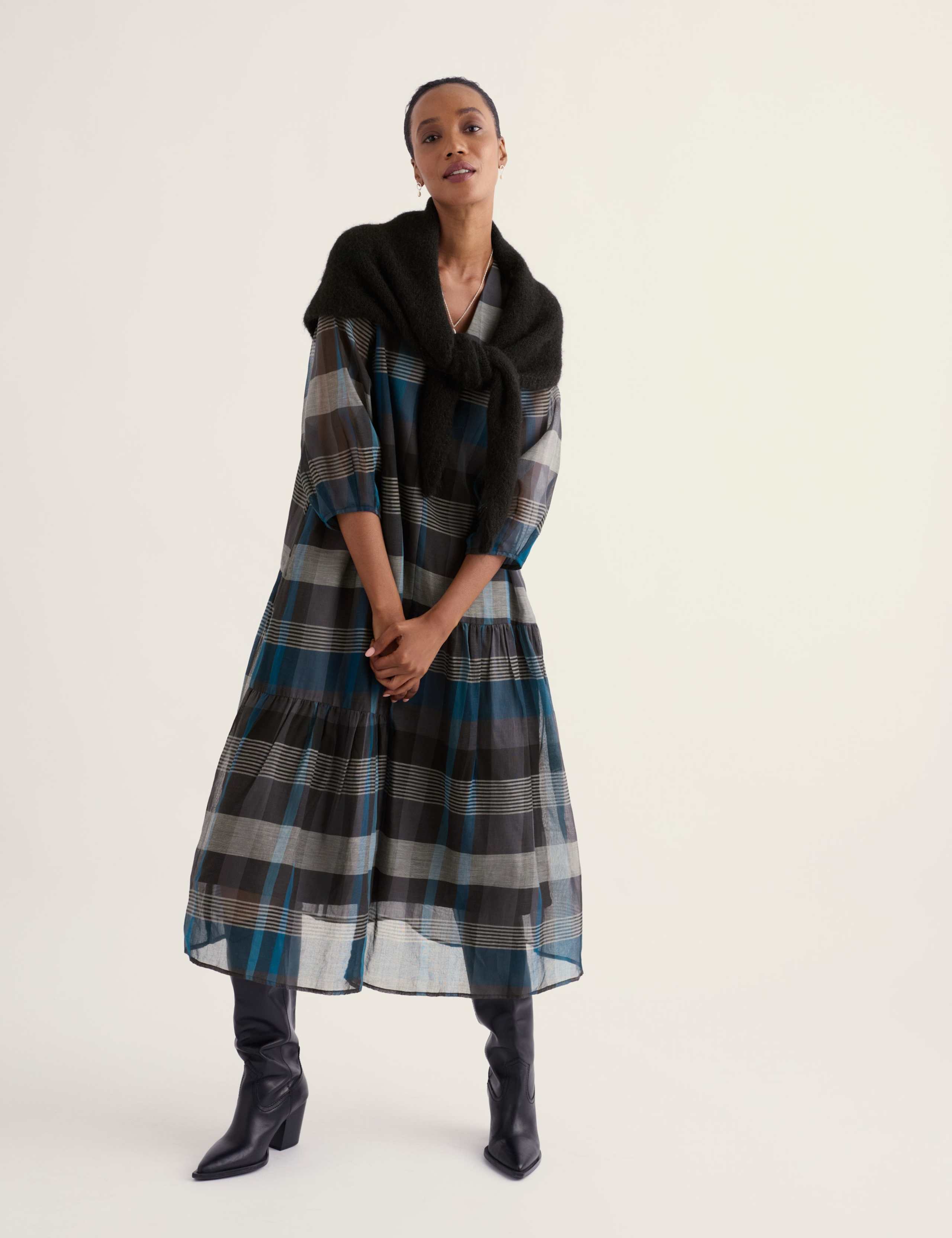 Lined Organza Tiered Midi Dress 3 of 5