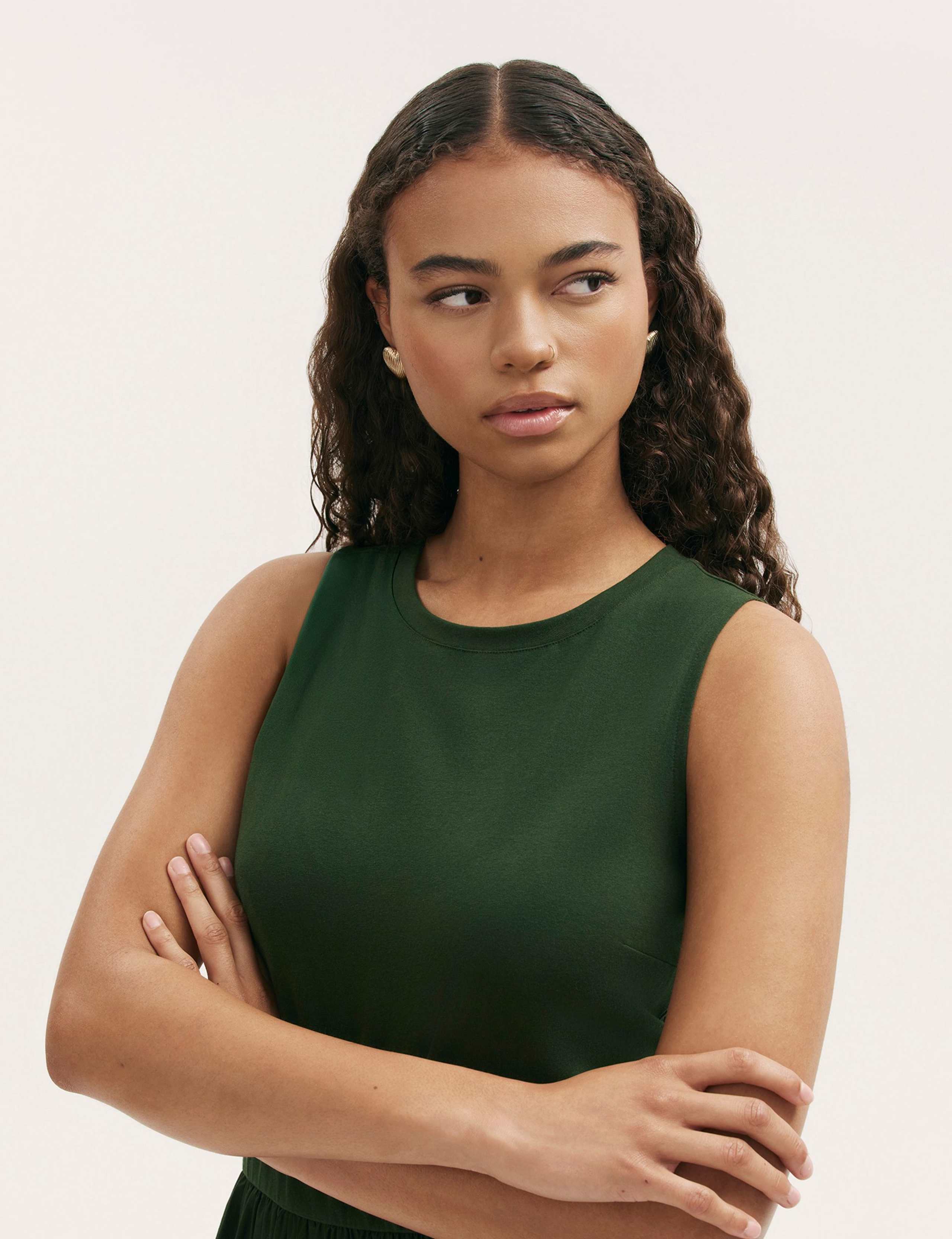 Cotton Rich Round Neck Midi Skater Dress 4 of 4