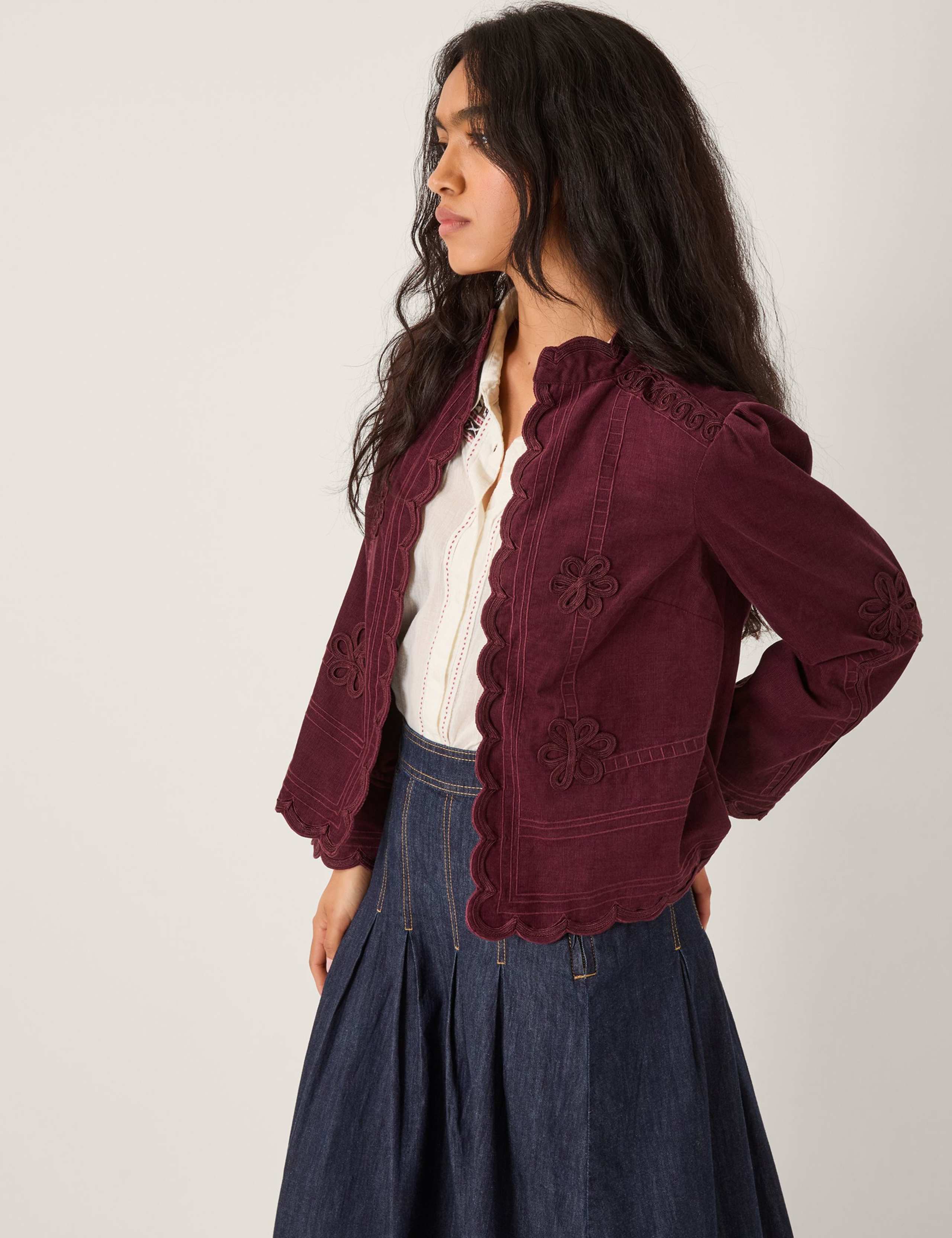 Pure Cotton Cord Embroidered Jacket 3 of 4
