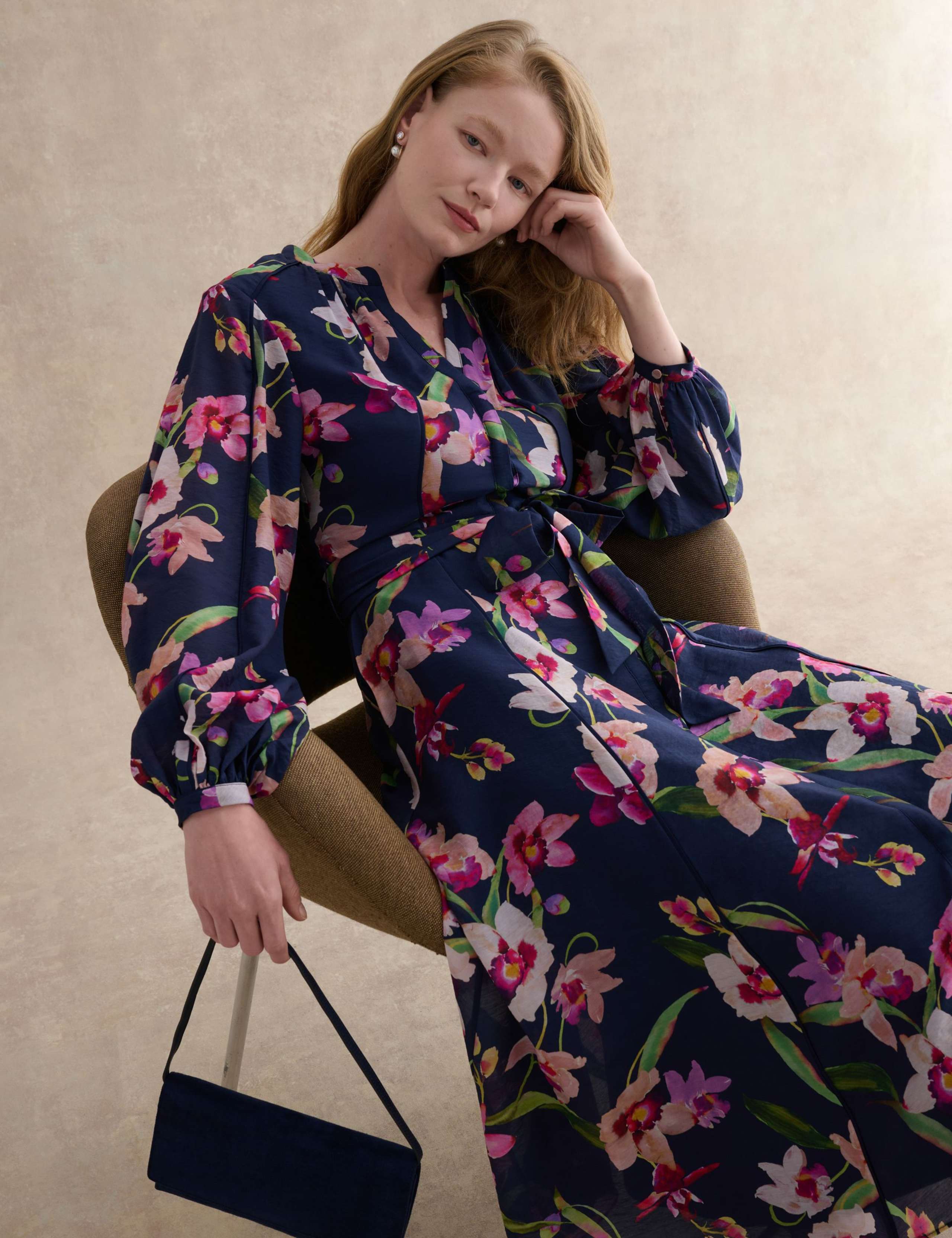 Lyocell Rich Floral V-Neck Midi Dress 4 of 5