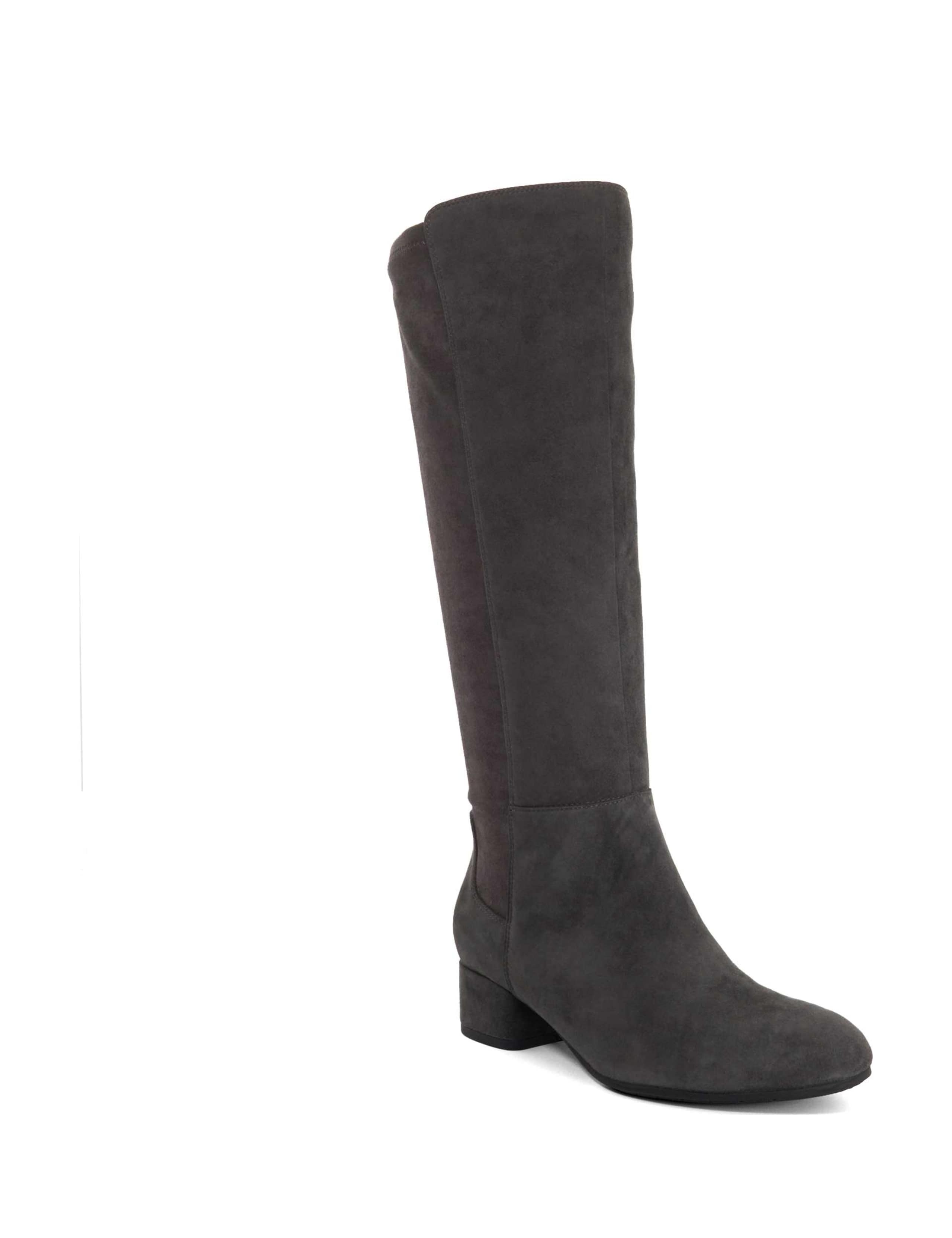 Wide Fit Suede Block Heel Knee High Boots 2 of 5