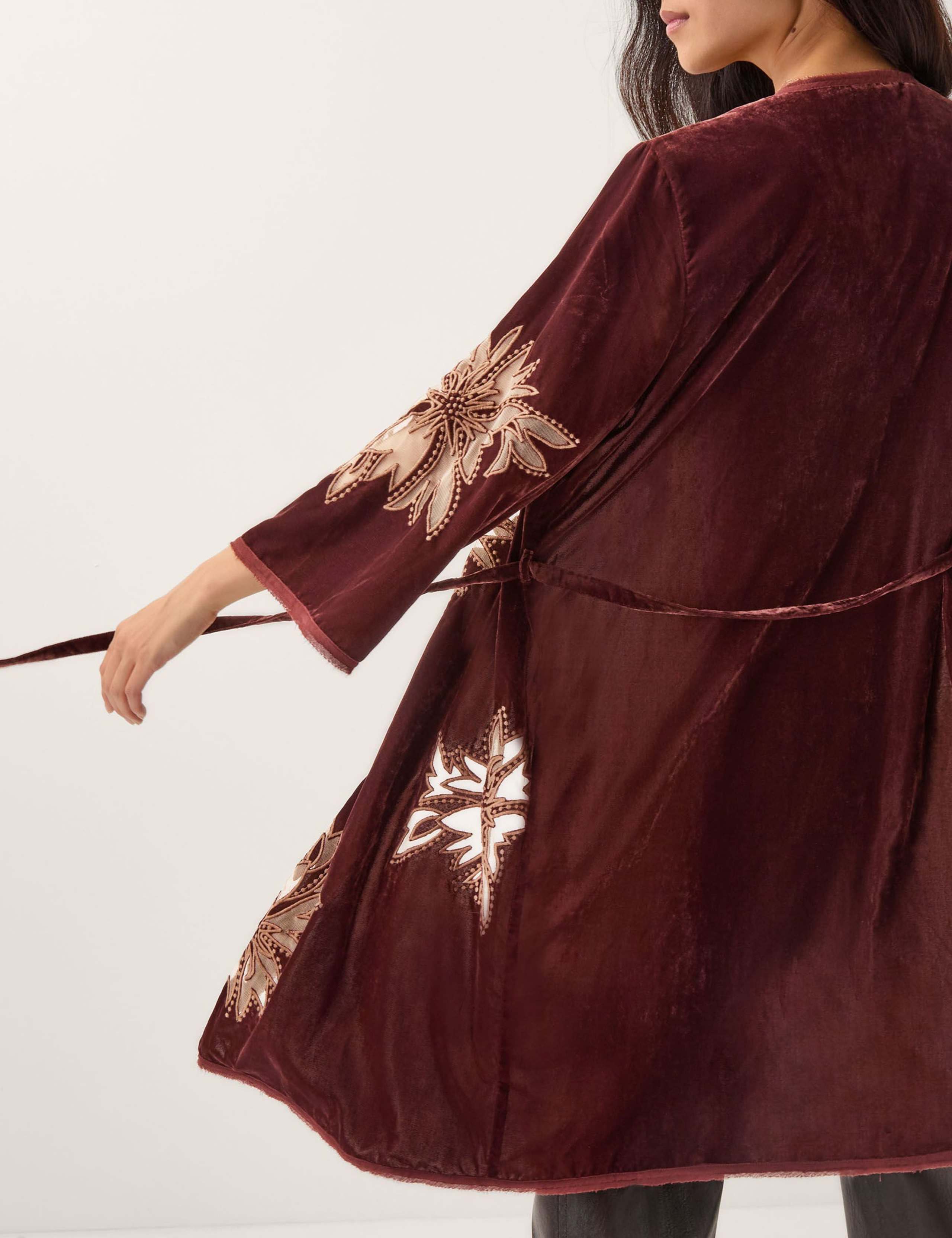 Embroidered Belted Longline Kimono 2 of 5