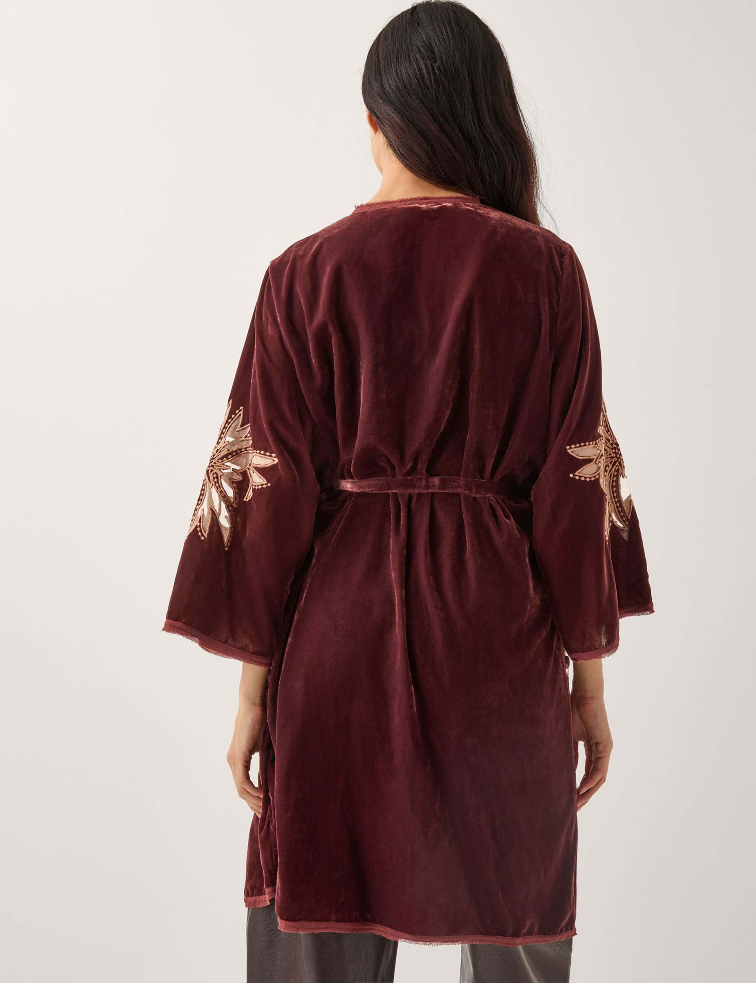 Embroidered Belted Longline Kimono 3 of 5