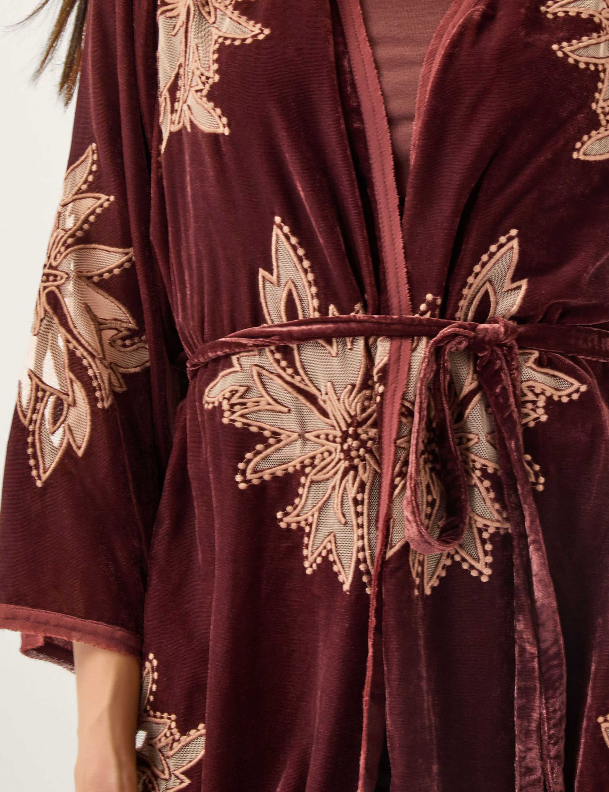 Embroidered Belted Longline Kimono 4 of 5
