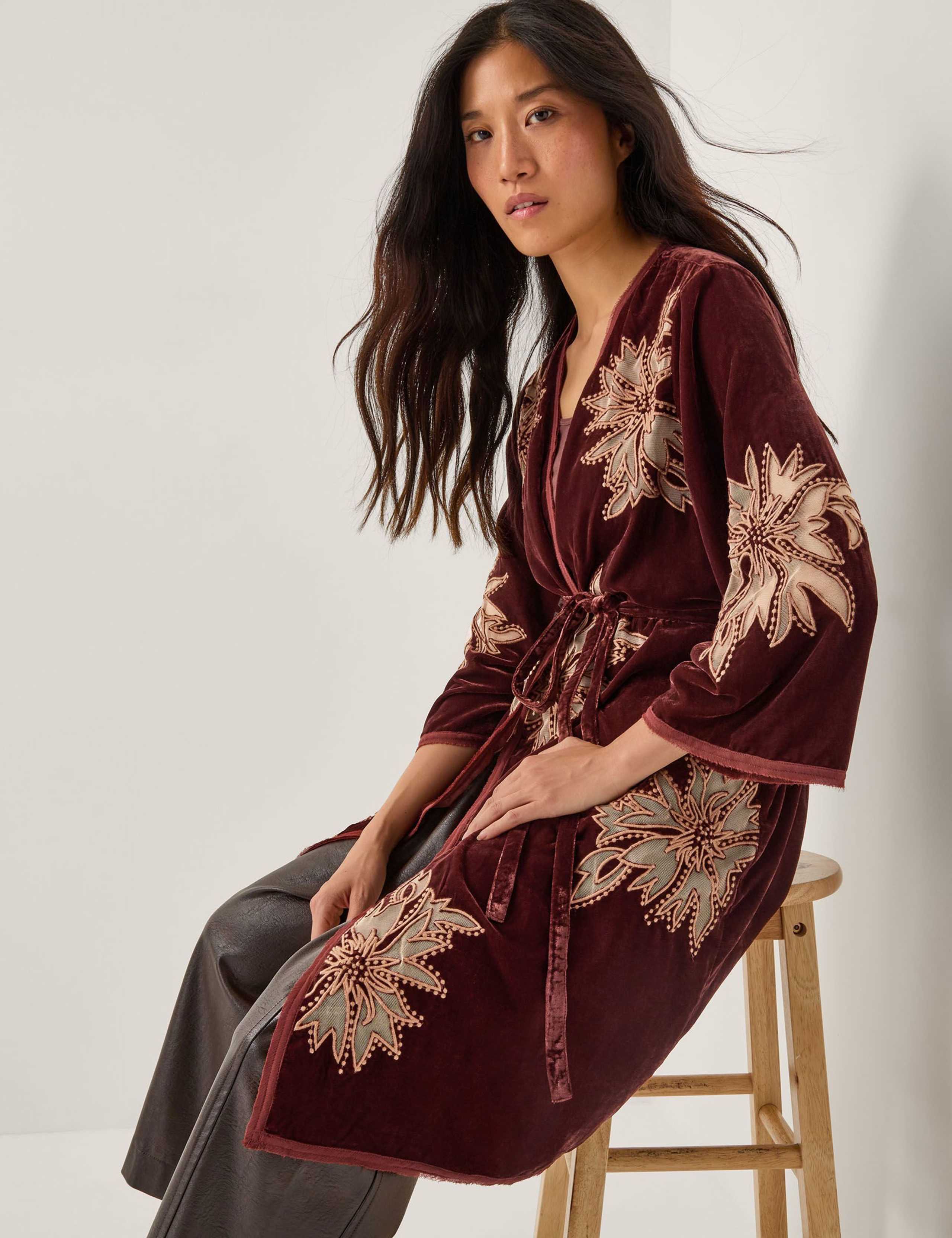 Embroidered Belted Longline Kimono 5 of 5
