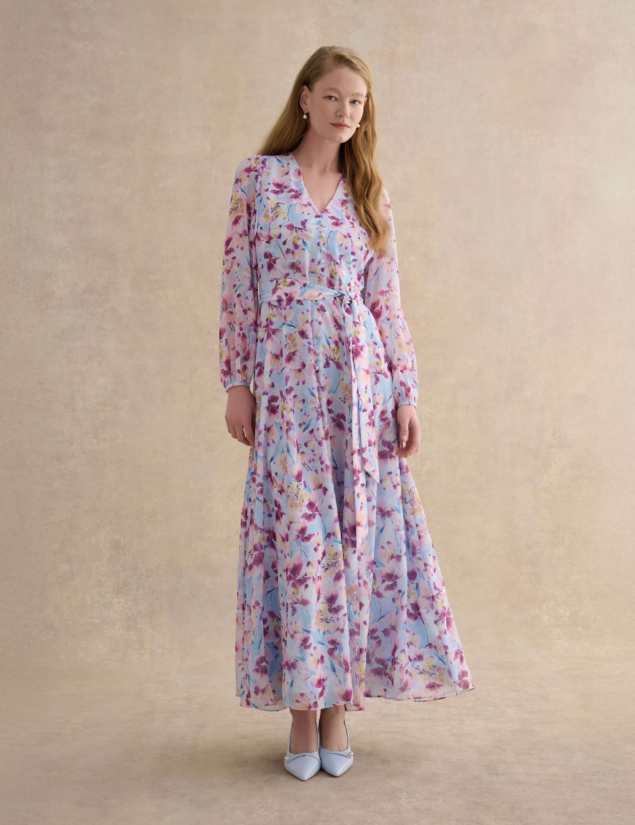 Floral V-Neck Maxi Skater Dress 1 of 5