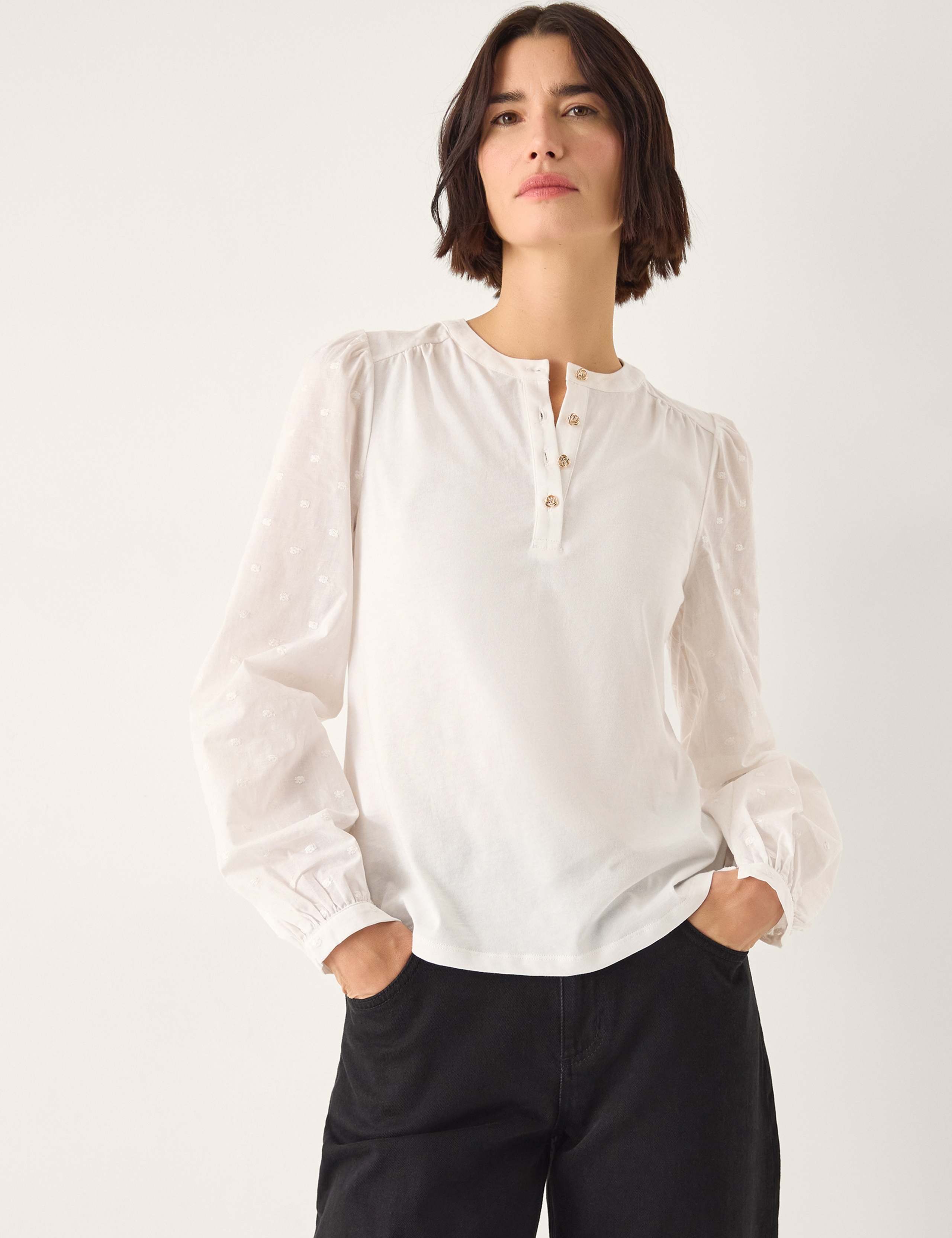 Pure Cotton Embroidered Blouse 1 of 6