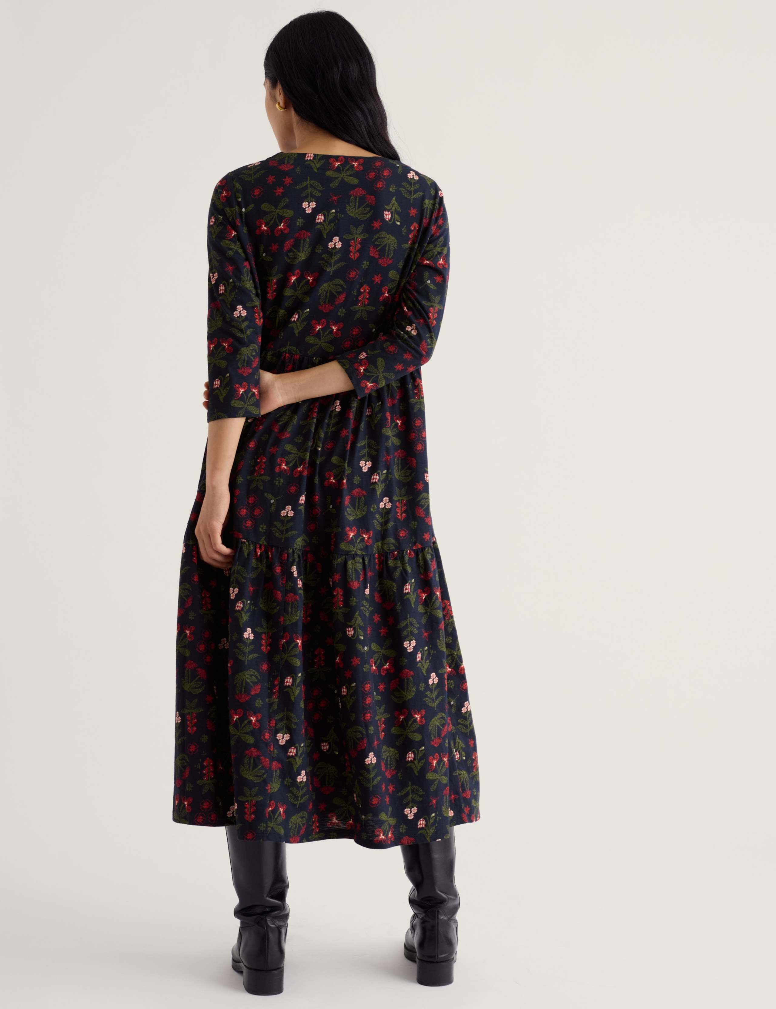 Pure Cotton Floral Midaxi Tiered Dress 3 of 5