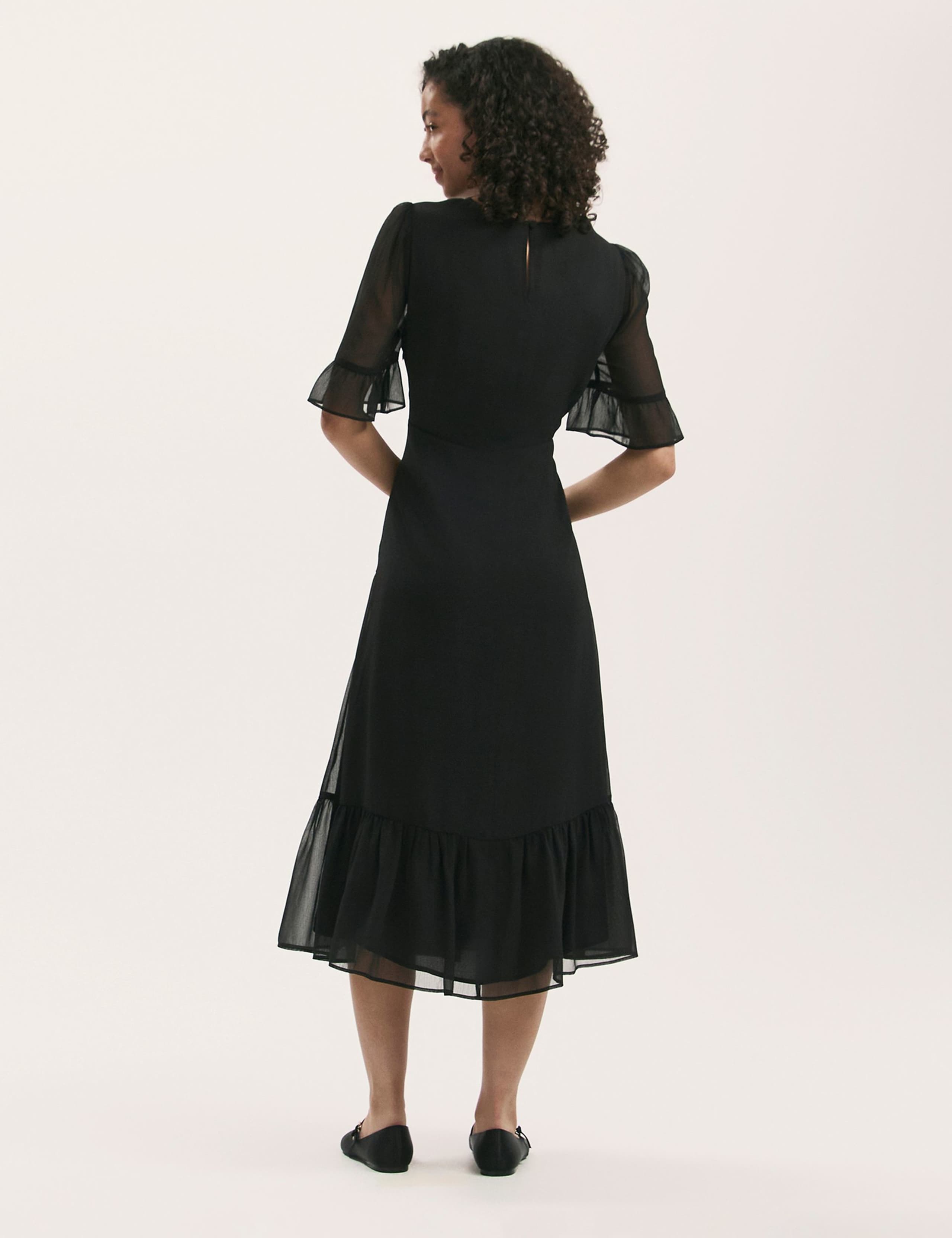 Chiffon Round Neck Midi Tiered Dress 2 of 4