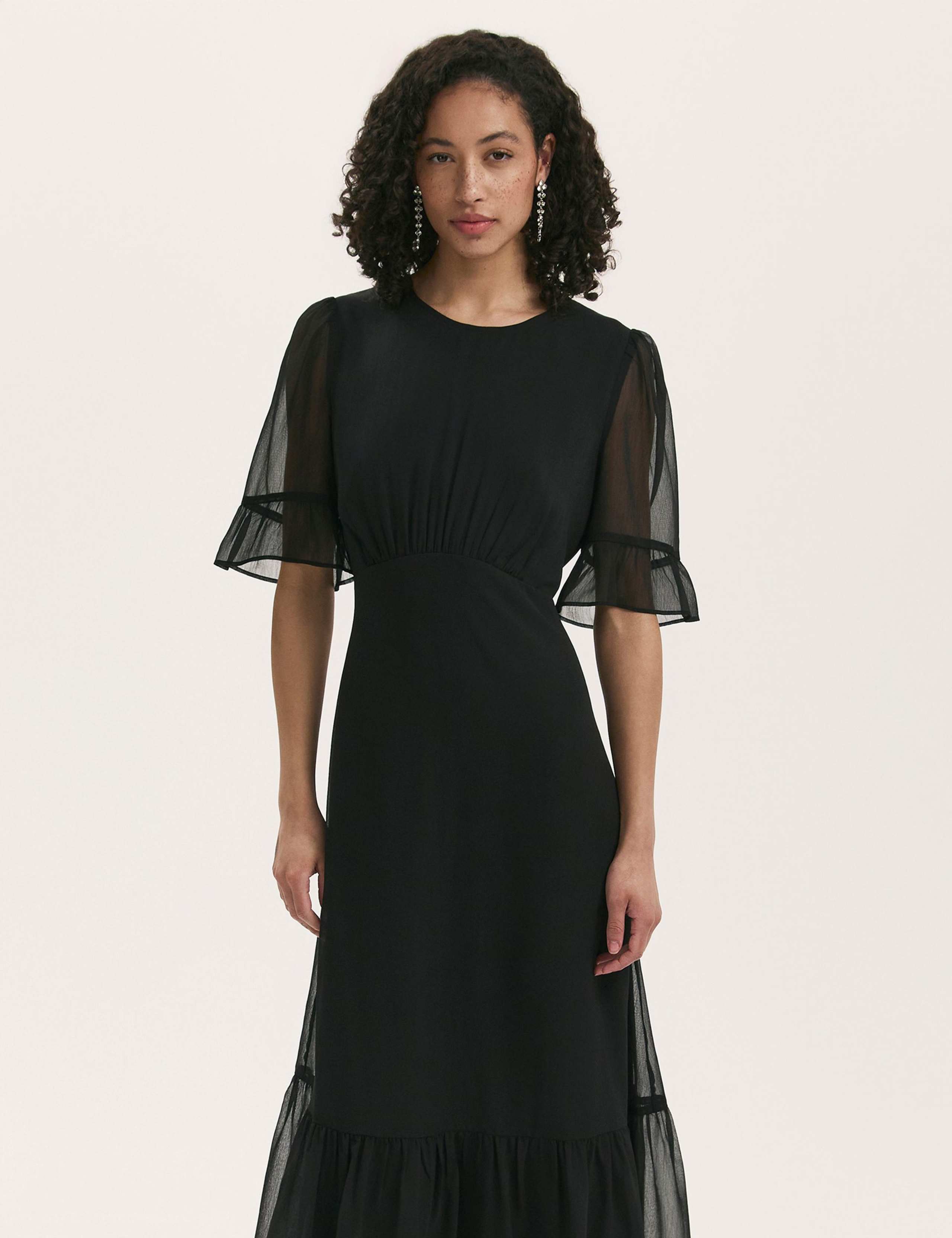 Chiffon Round Neck Midi Tiered Dress 3 of 4