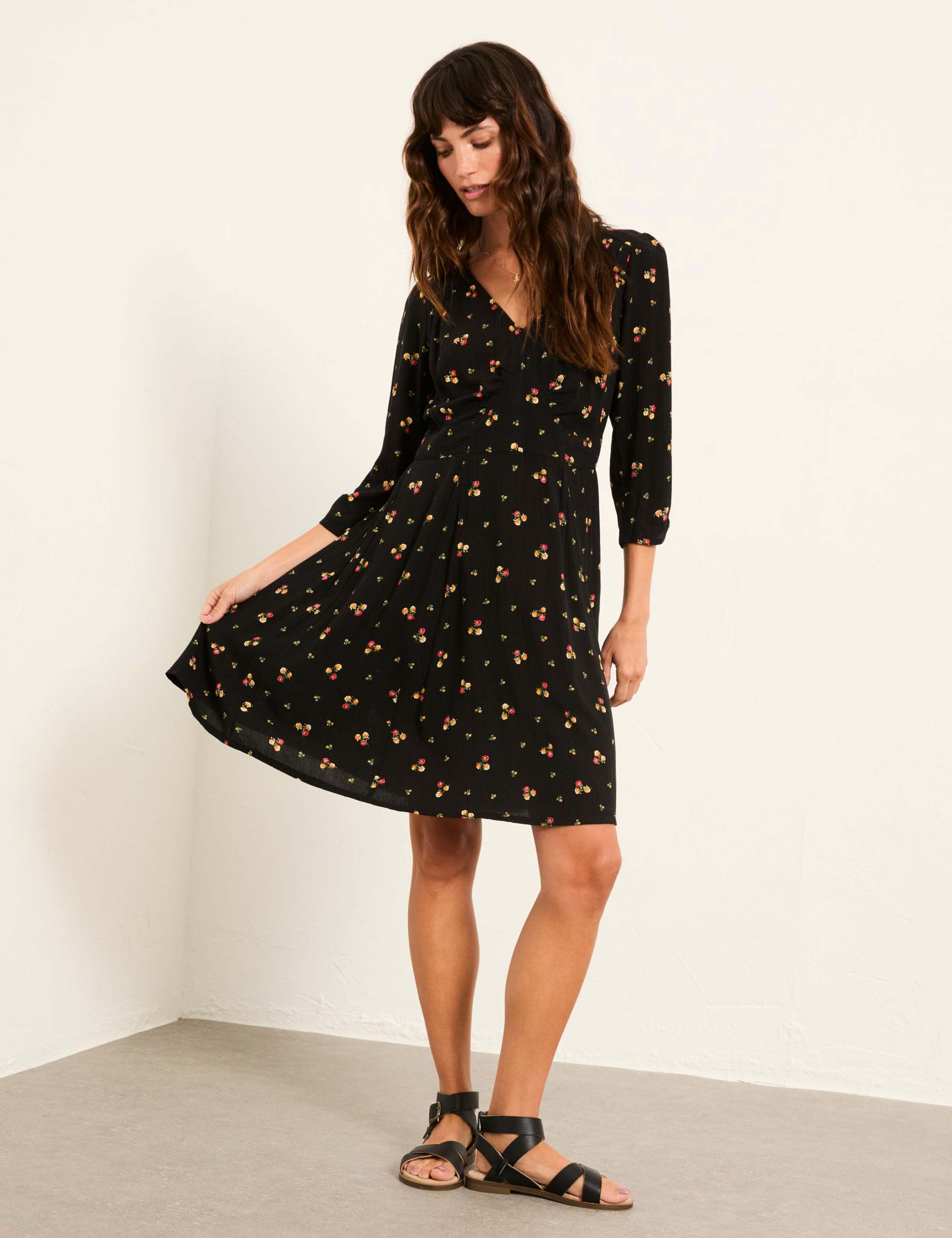 Floral V-Neck Mini Waisted Dress 1 of 4