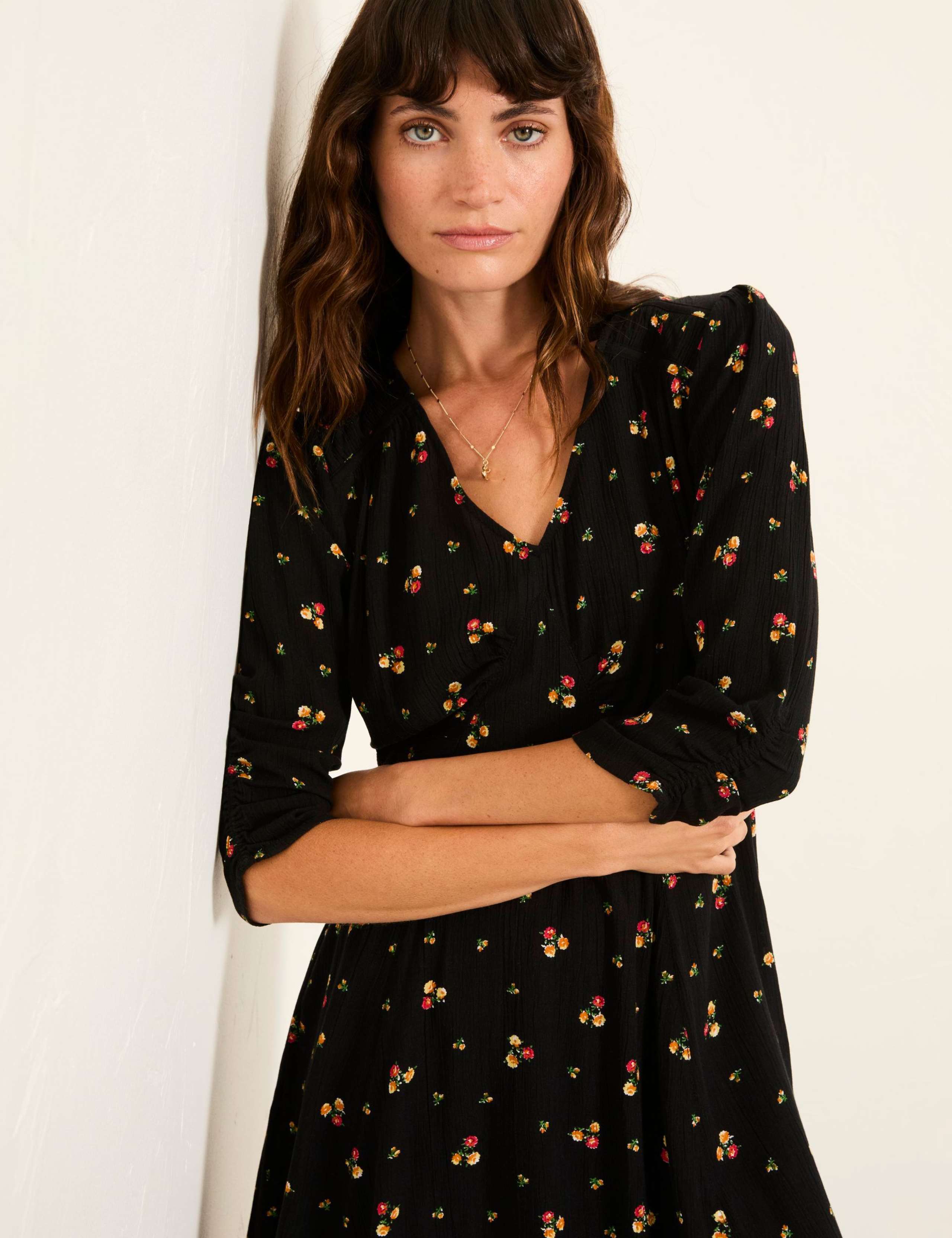 Floral V-Neck Mini Waisted Dress 4 of 4