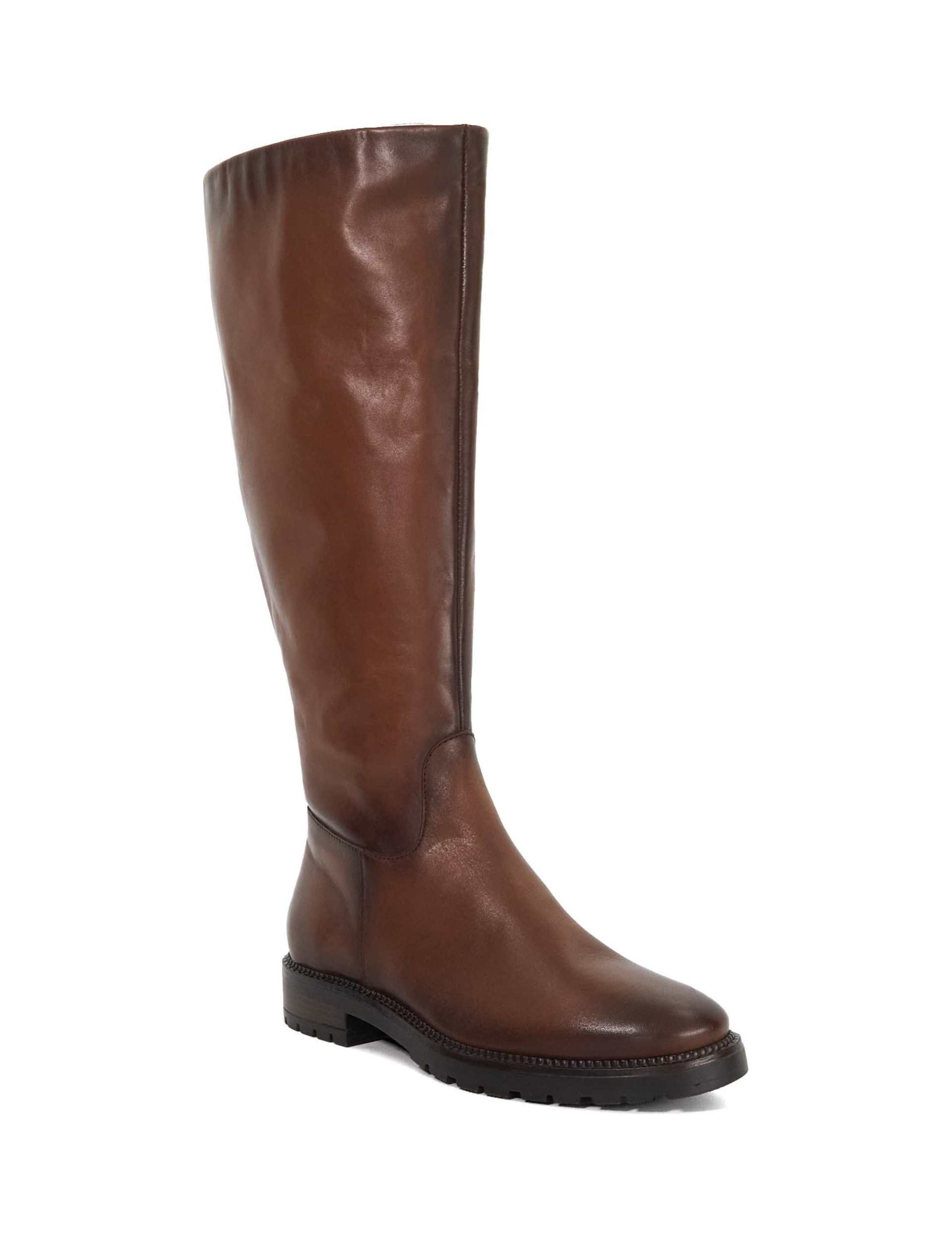 Wide Fit Leather Block Heel Knee High Boots 3 of 5