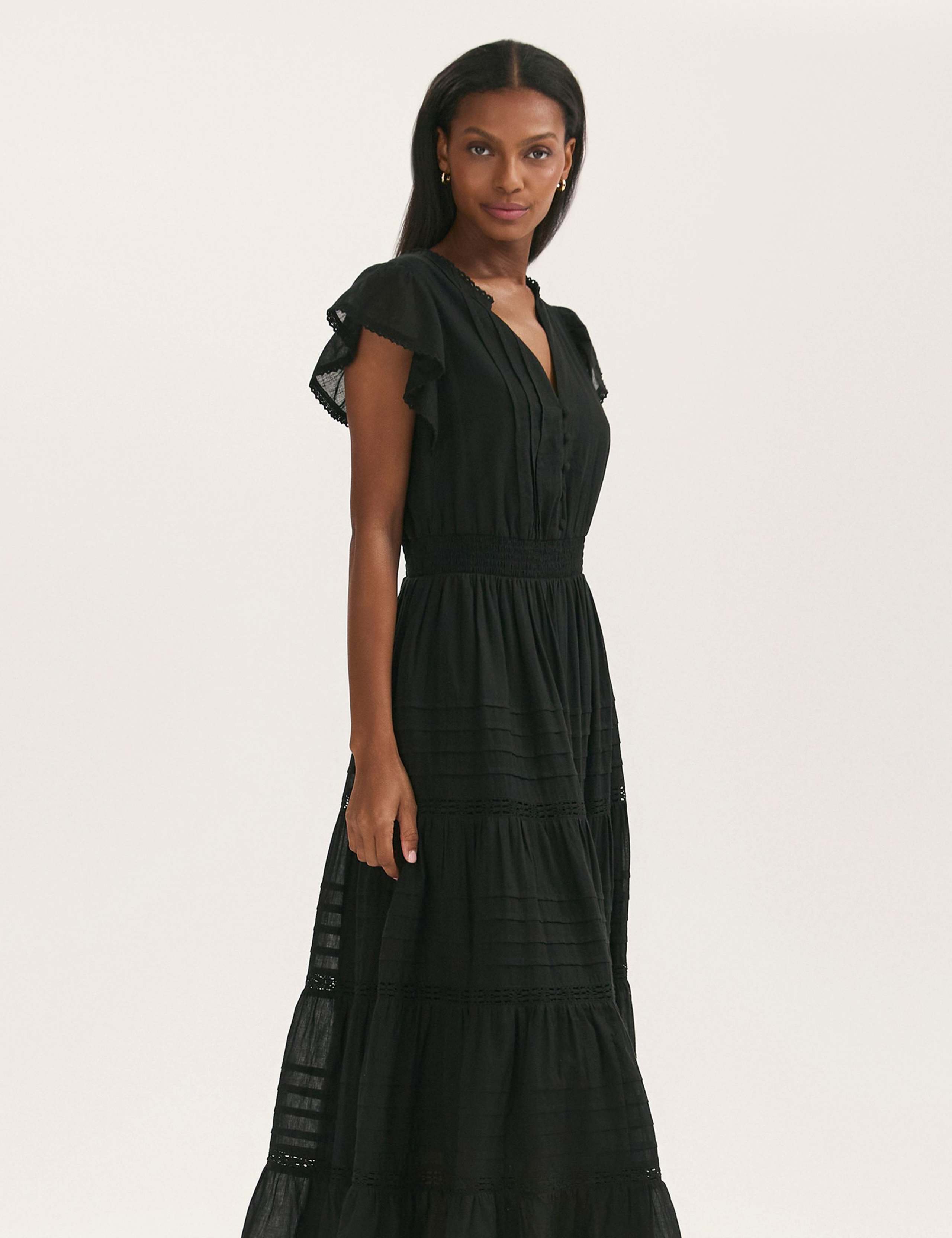 Pure Cotton Midi Tiered Dress 3 of 4
