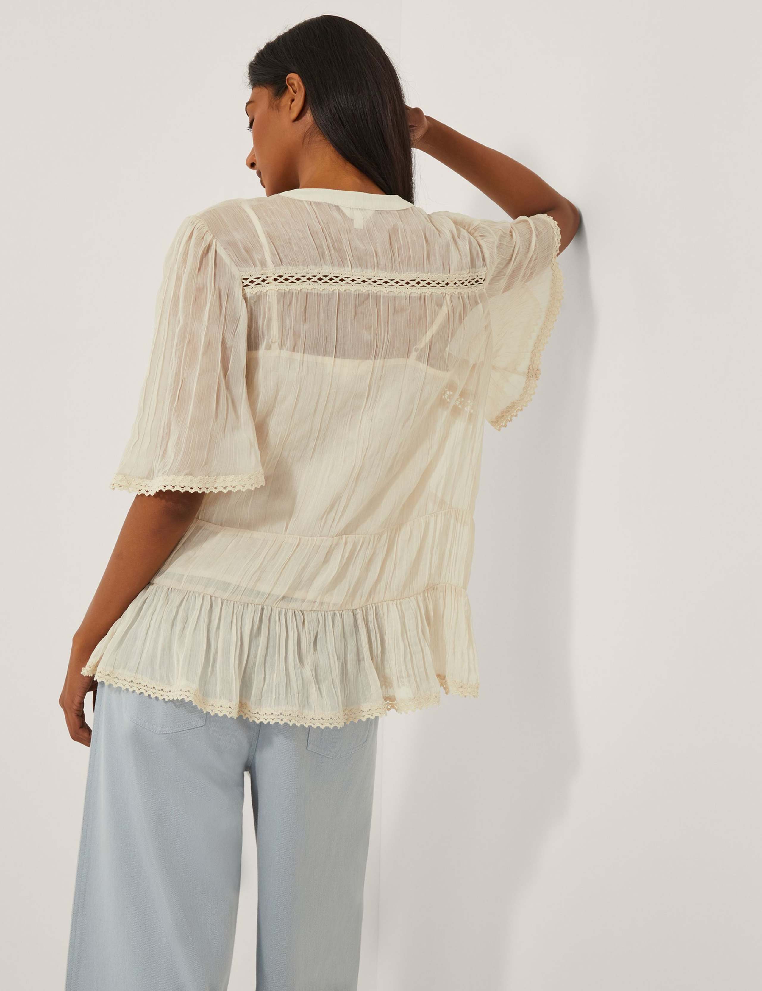 Embroidered Crew Neck Blouse 2 of 4