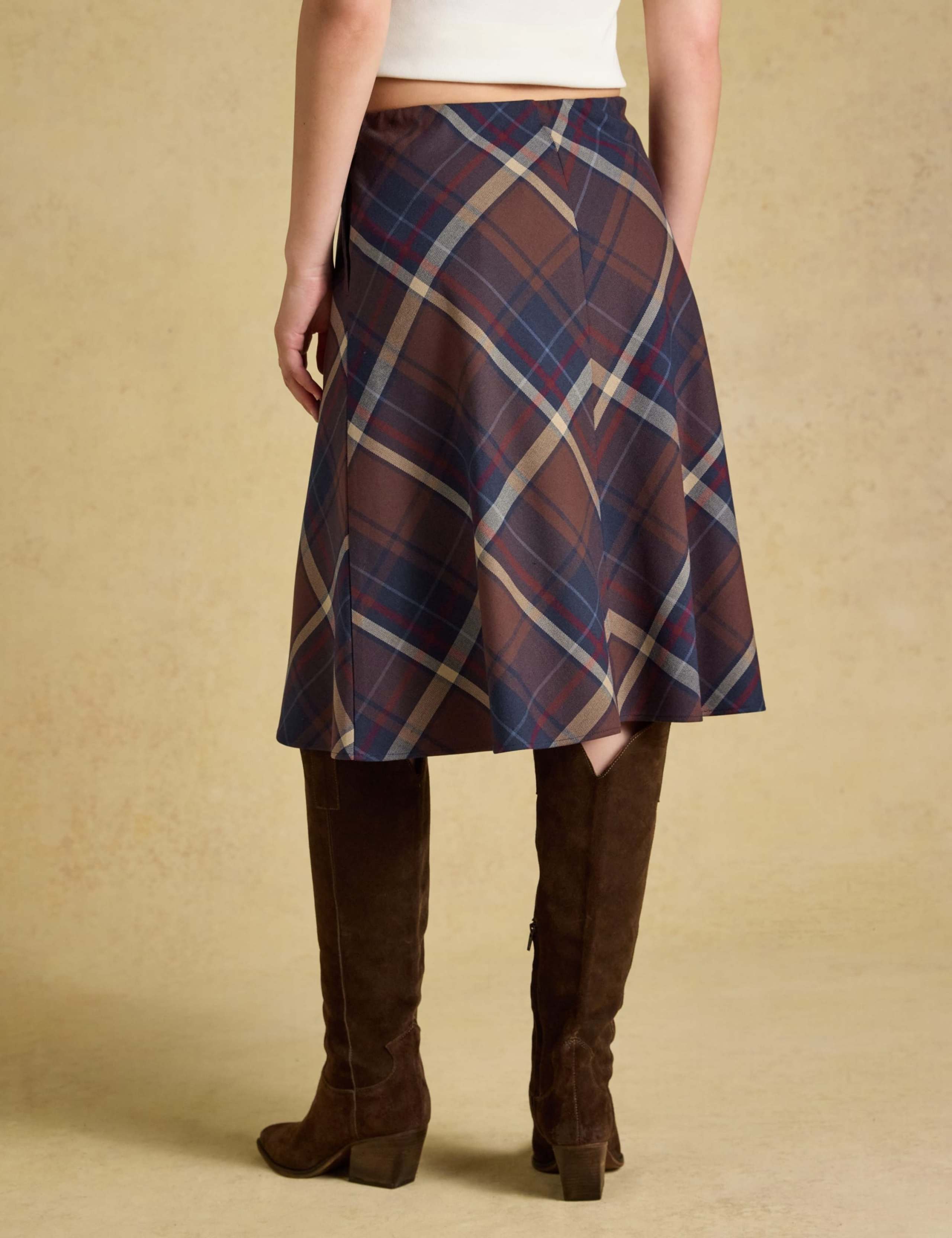 Checked Panel Knee Length A Line Skirt 3 of 7