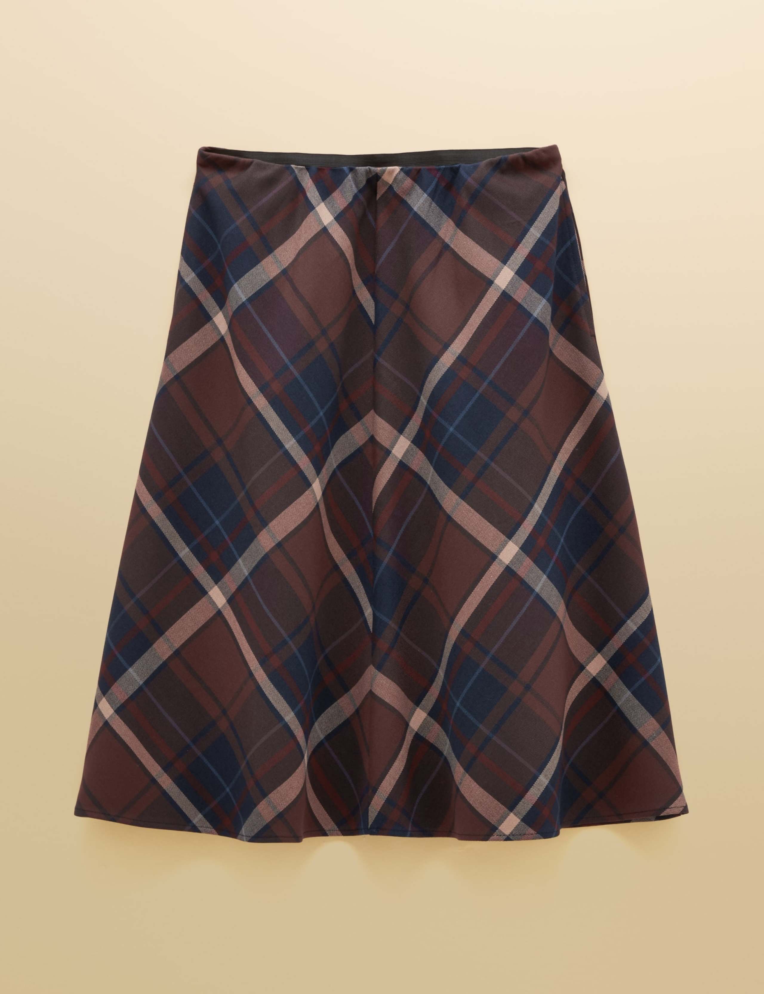 Checked Panel Knee Length A Line Skirt 6 of 7