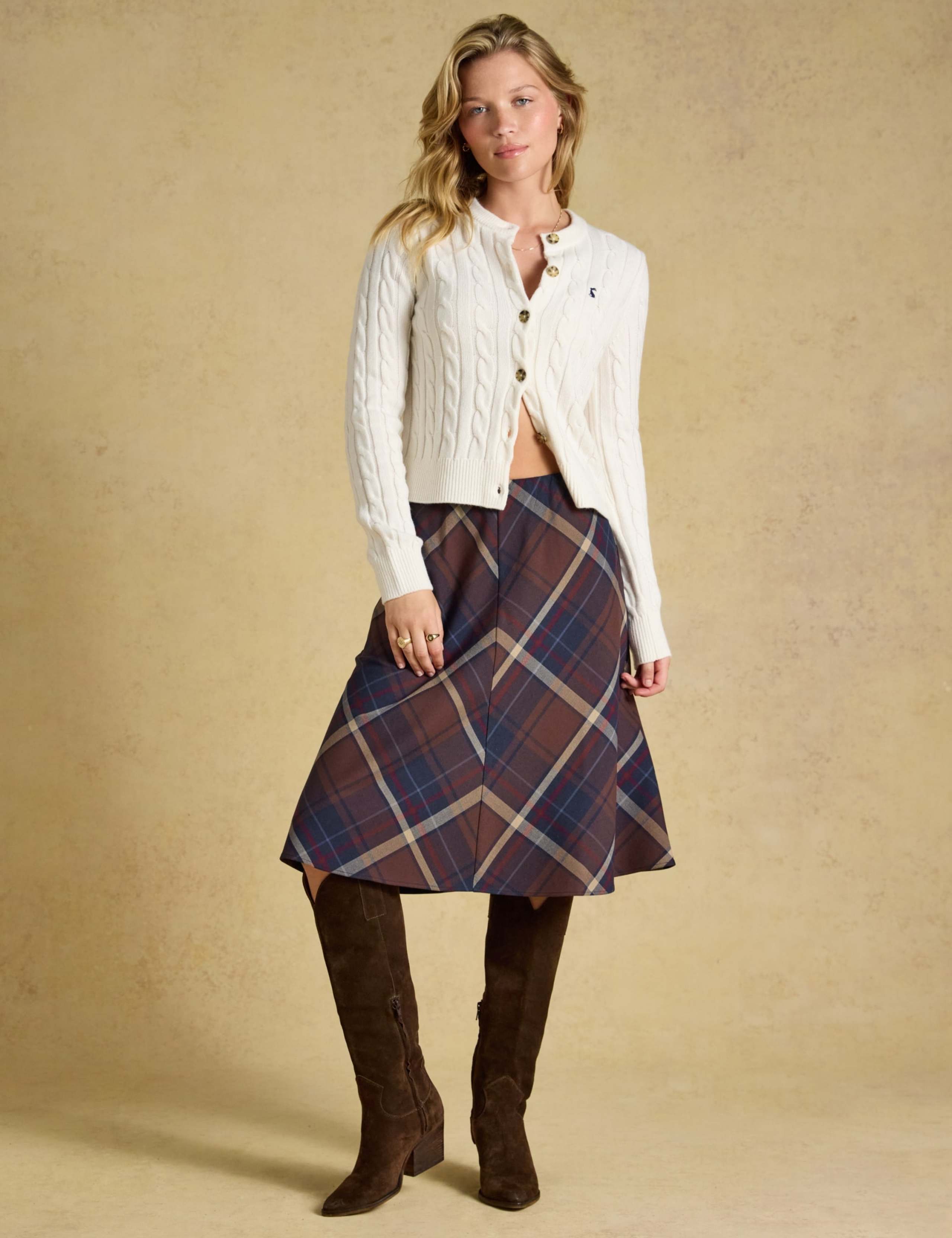 Checked Panel Knee Length A Line Skirt 7 of 7