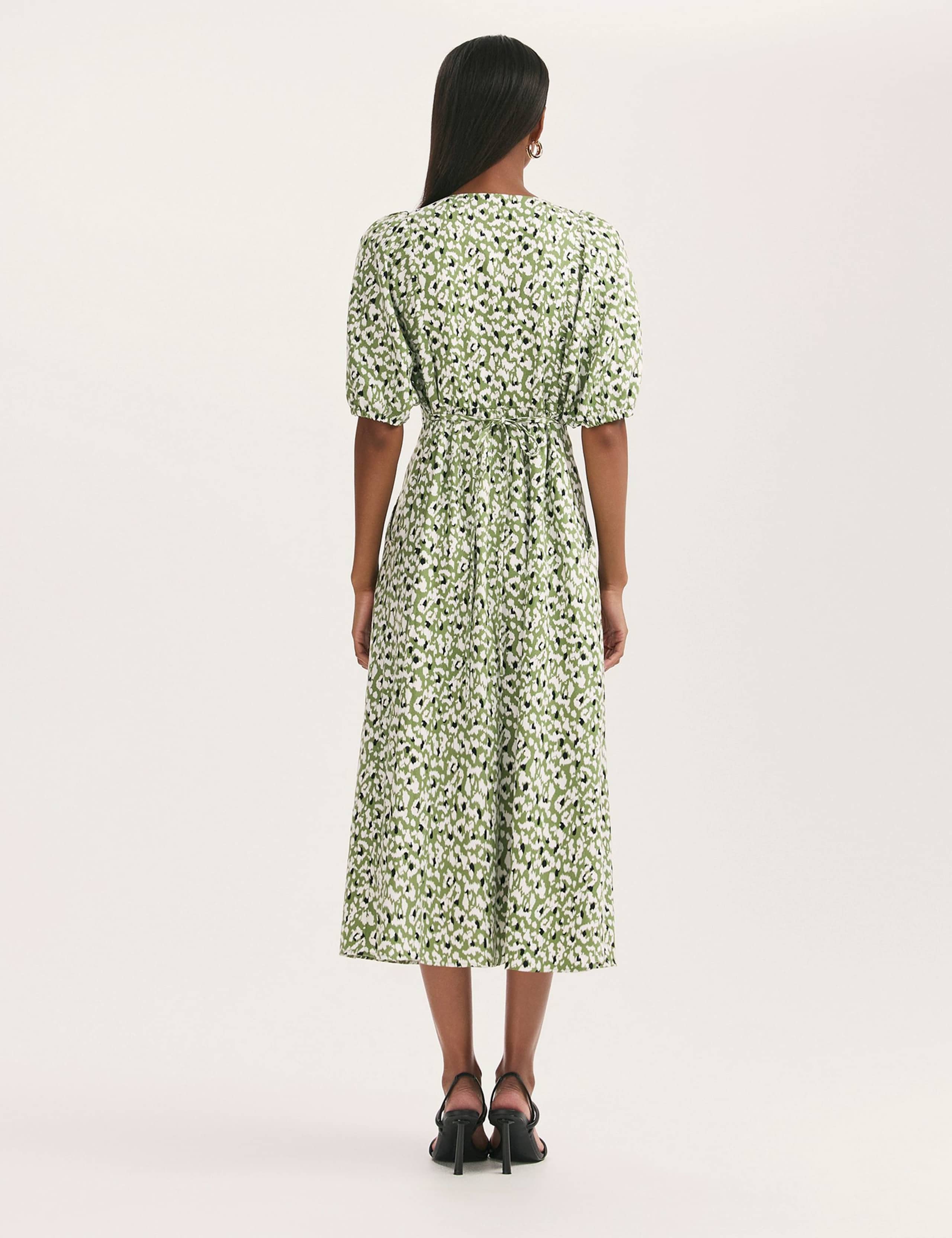 Pure Cotton Animal Print Midi Waisted Dress 2 of 4
