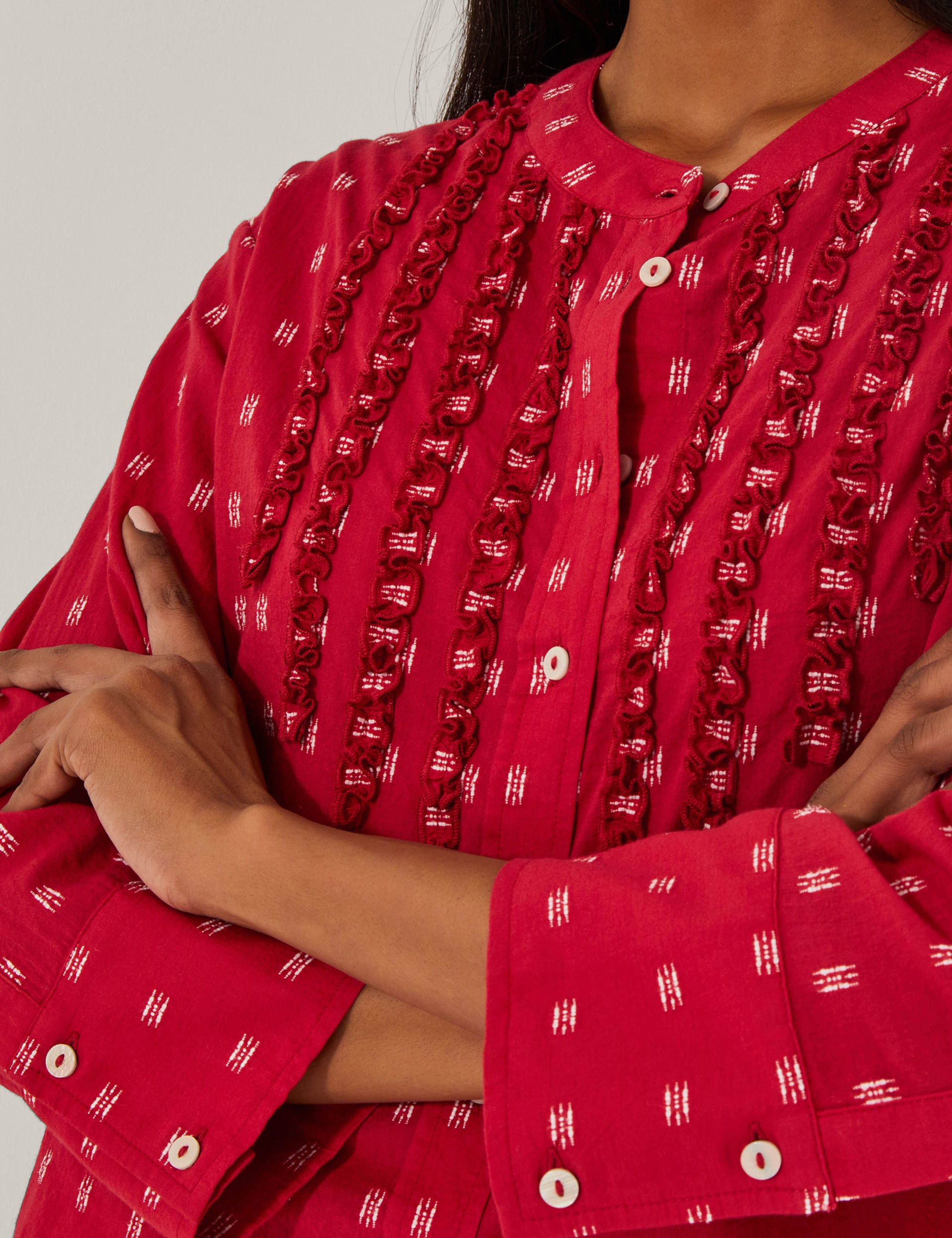 Pure Cotton Crew Neck Embroidered Blouse 2 of 4