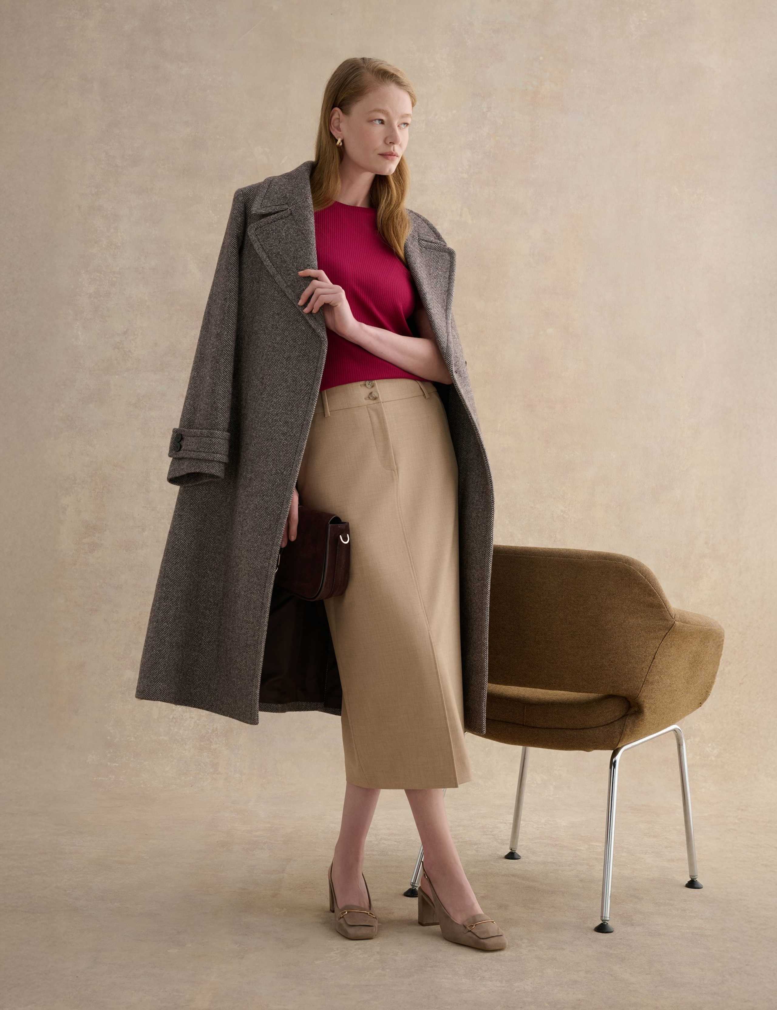 Cotton Blend Ribbed Button Detail Top 1 of 5