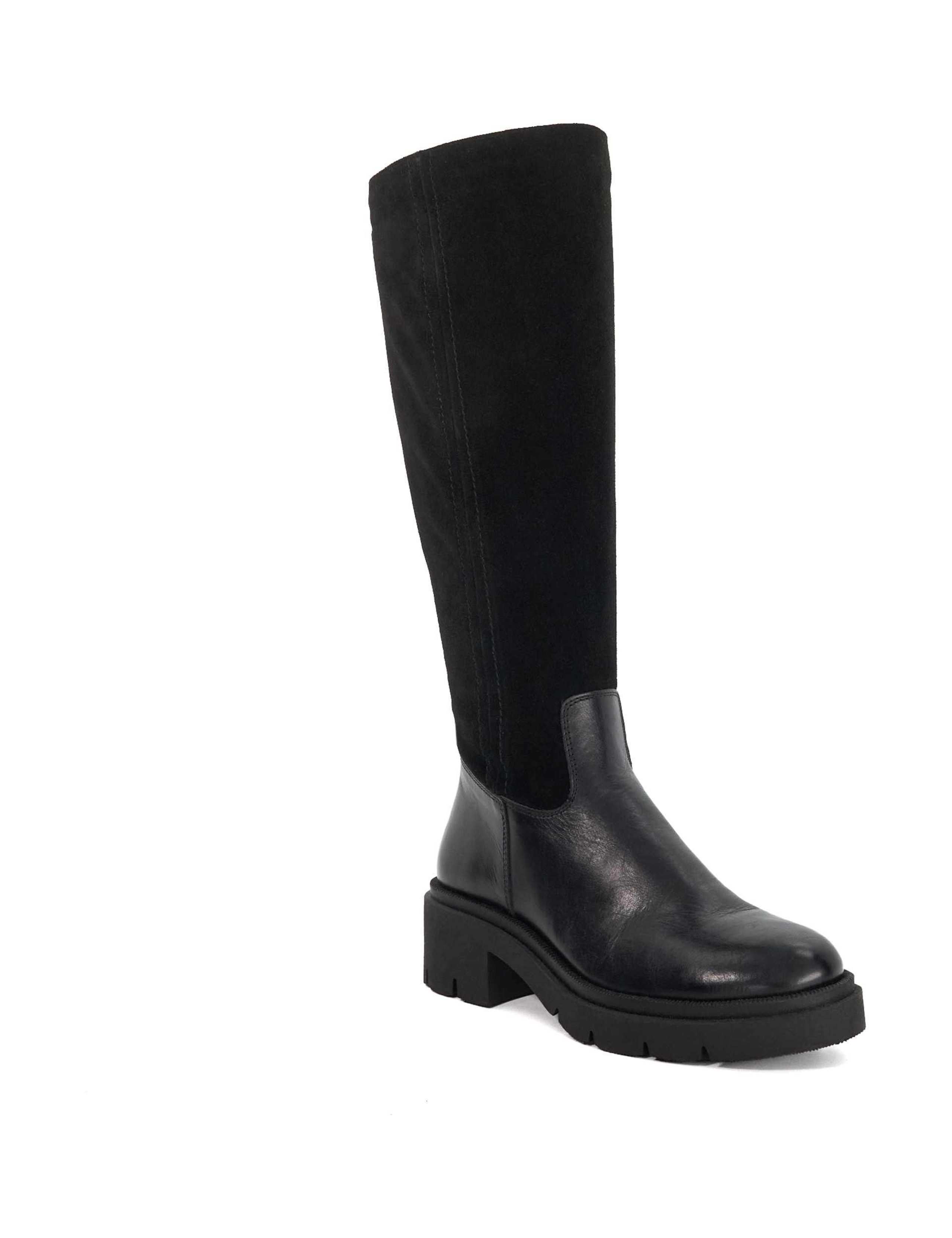 Leather Block Heel Knee High Boots 3 of 6
