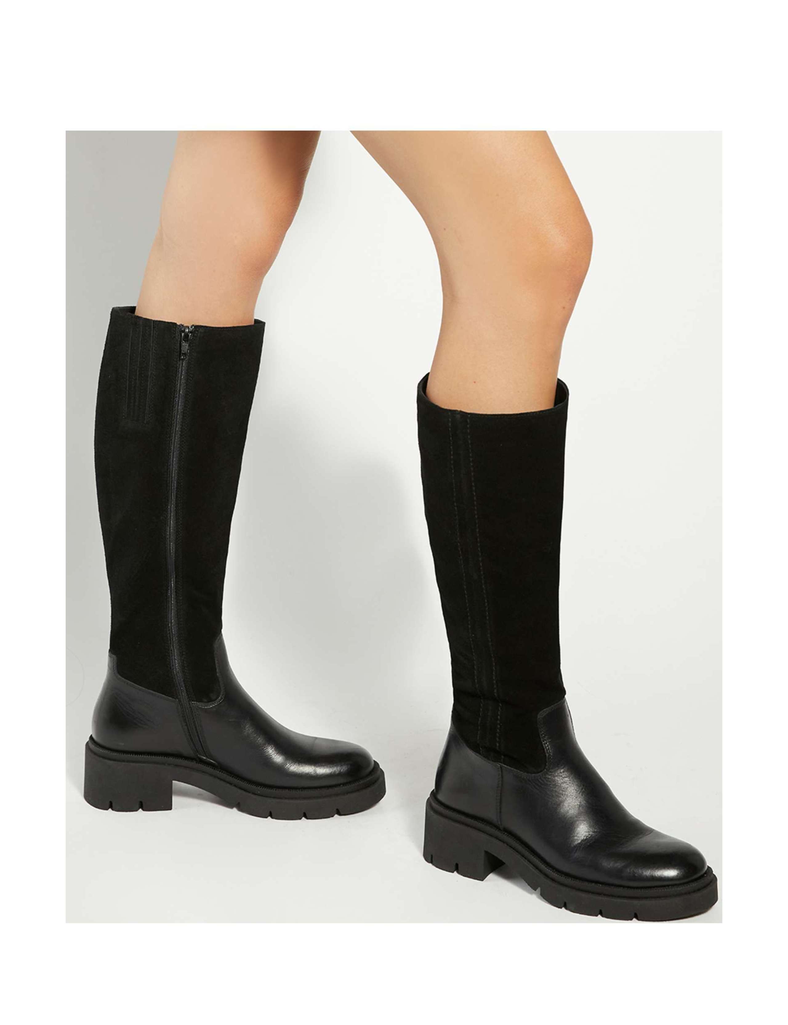 Leather Block Heel Knee High Boots 4 of 6
