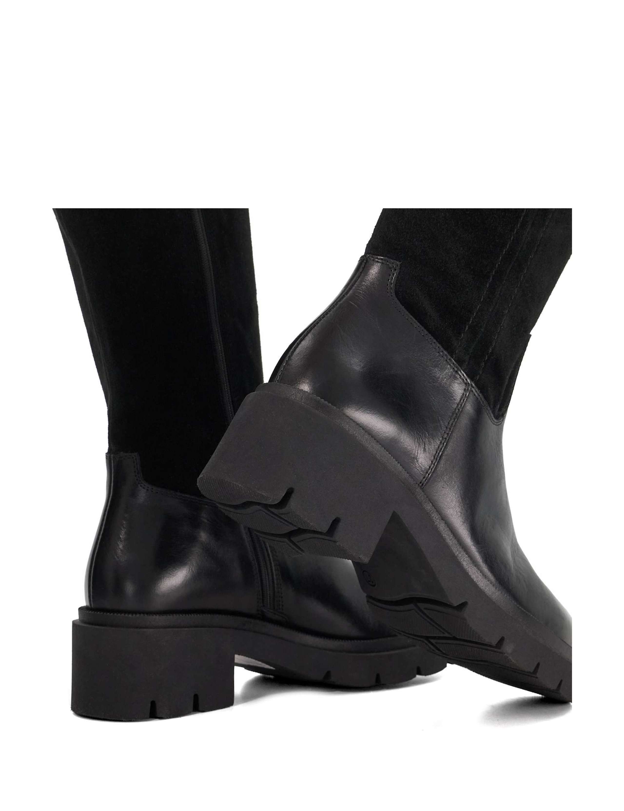 Leather Block Heel Knee High Boots 6 of 6