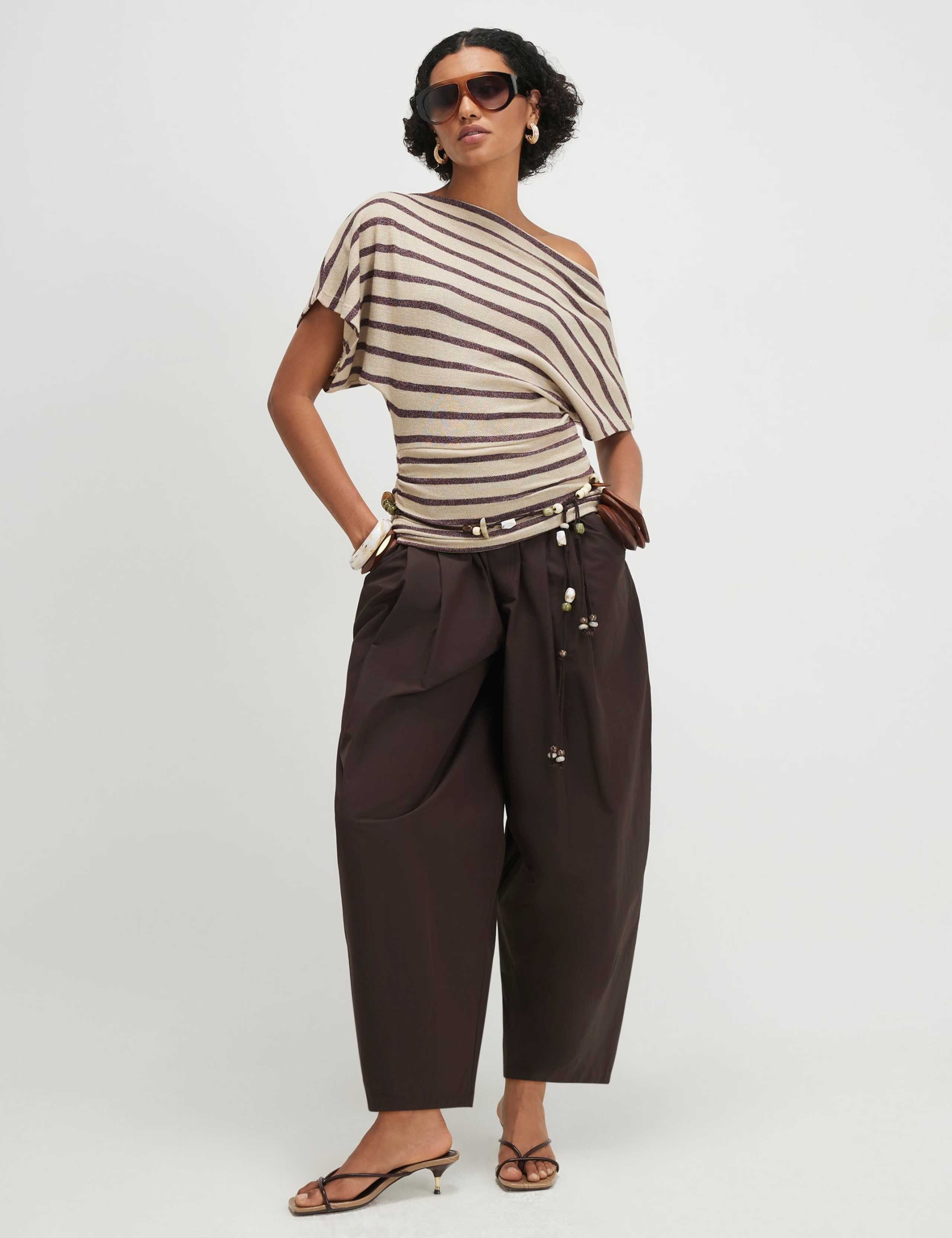 Striped Off The Shoulder T-Shirt 3 of 4
