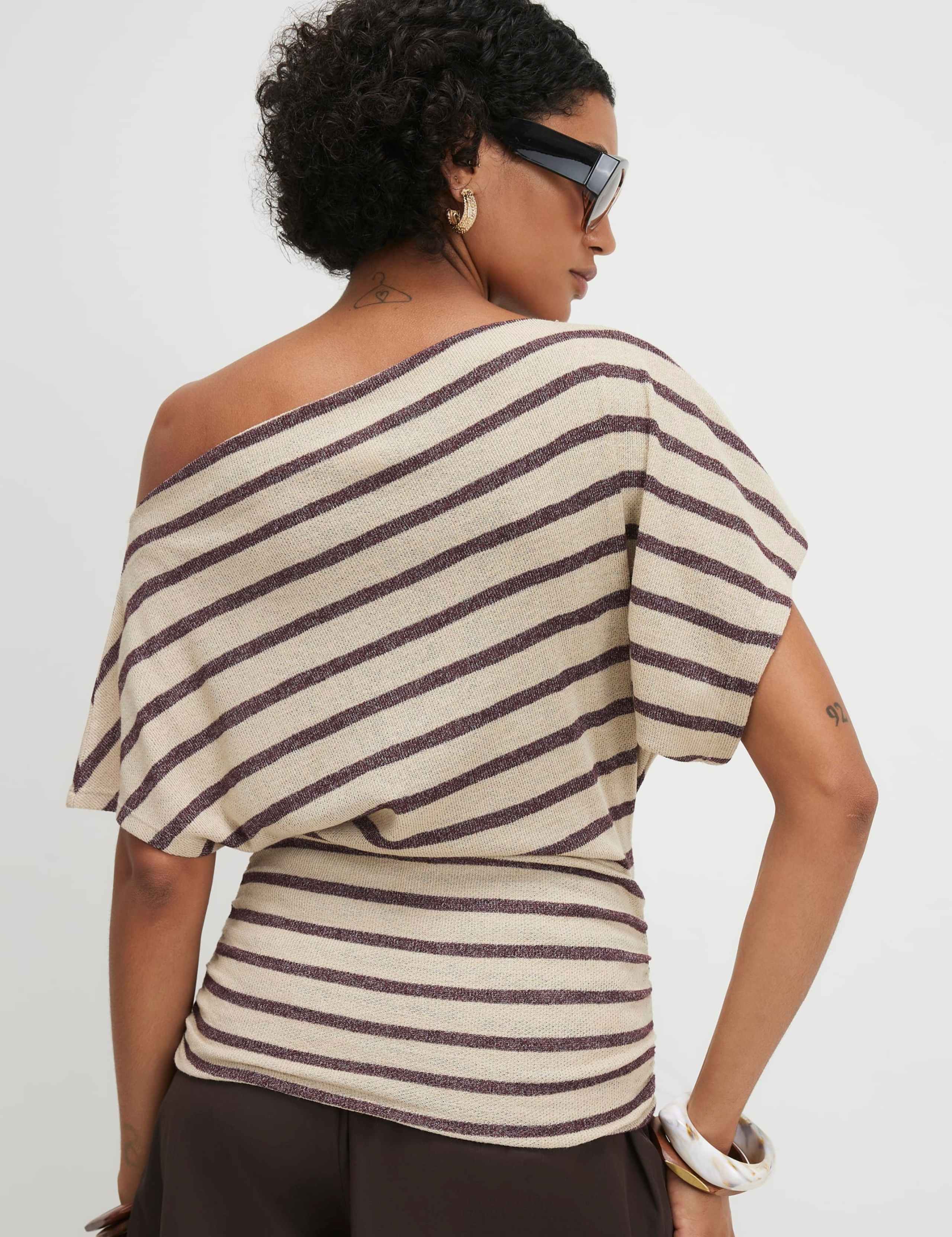 Striped Off The Shoulder T-Shirt 4 of 4