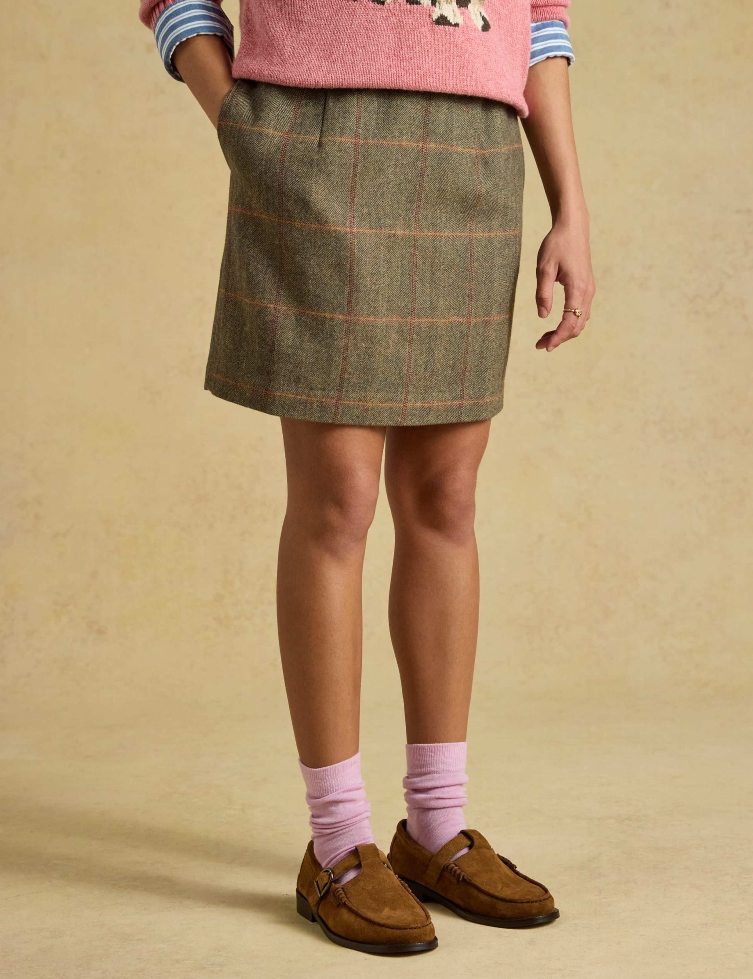 Checked Tweed Wool Blend A Line Skirt 1 of 7