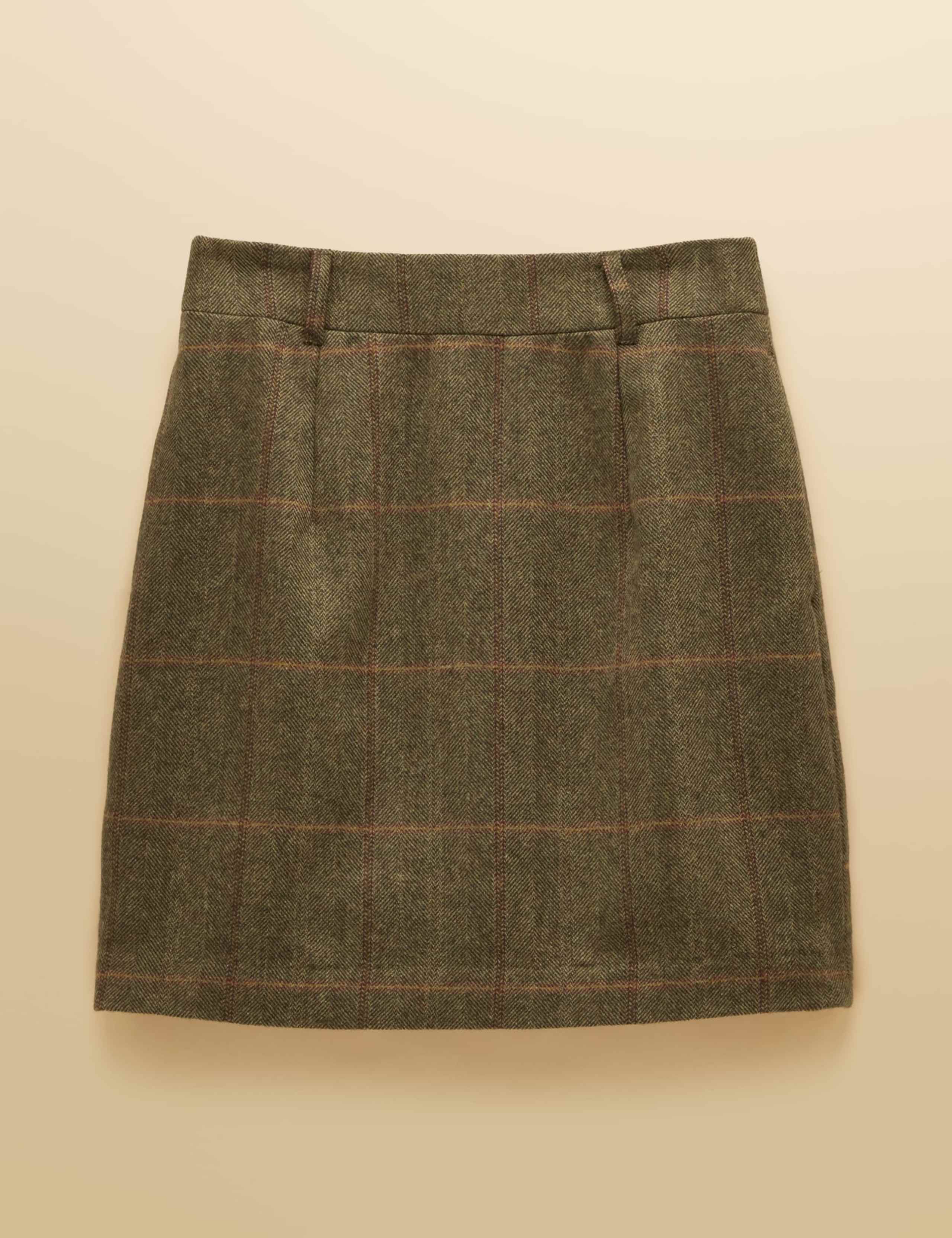 Checked Tweed Wool Blend A Line Skirt 5 of 7