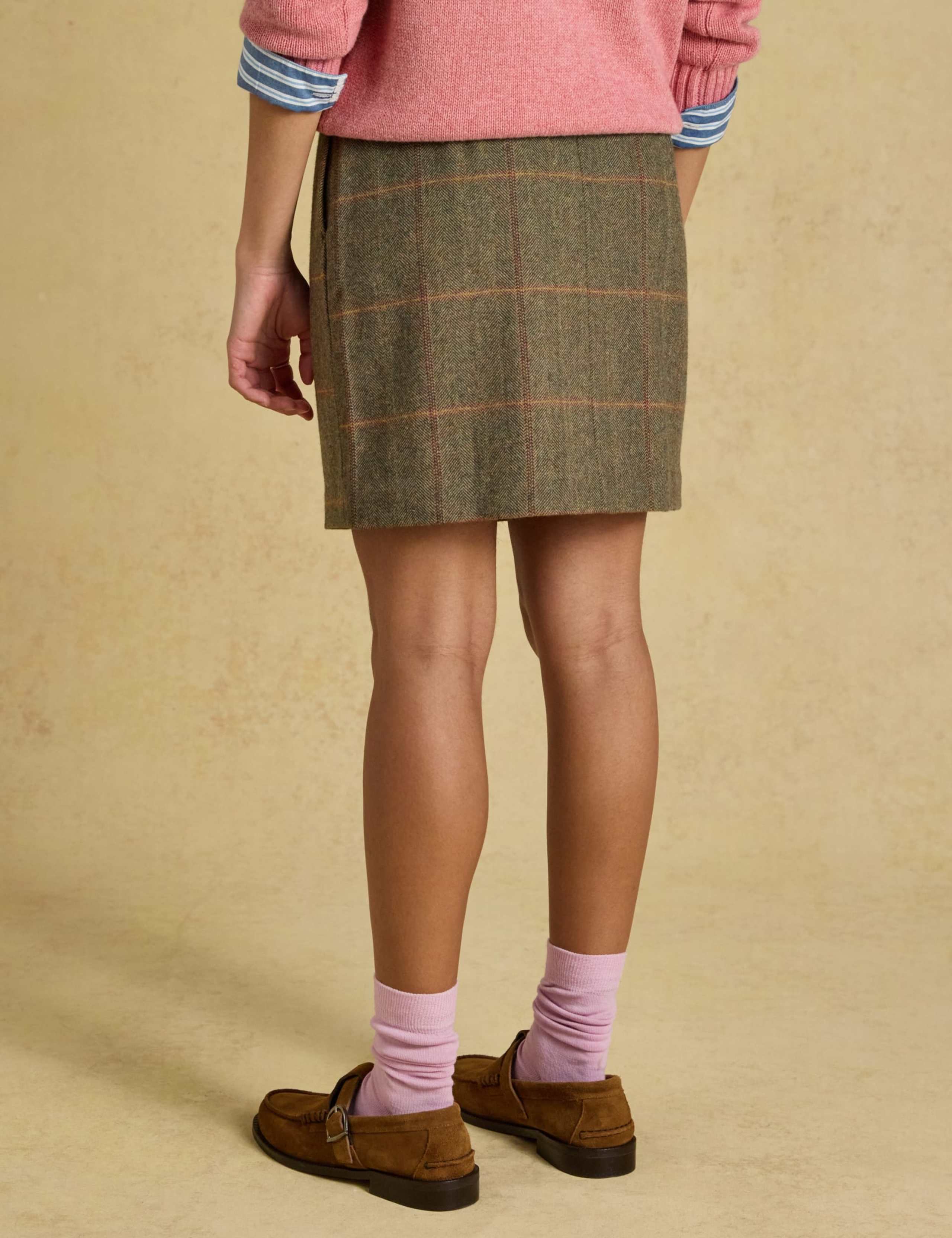 Checked Tweed Wool Blend A Line Skirt 6 of 7