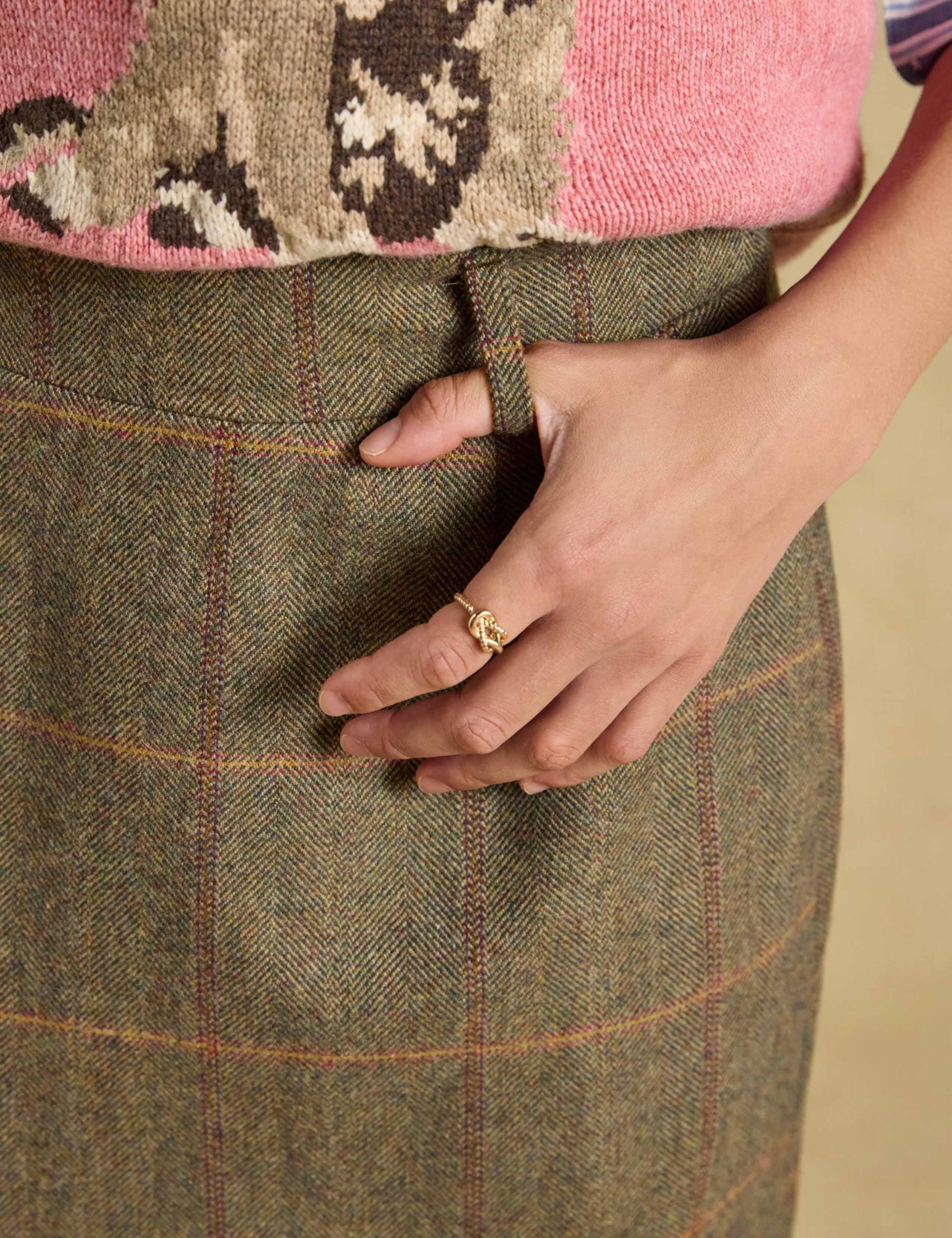 Checked Tweed Wool Blend A Line Skirt 7 of 7