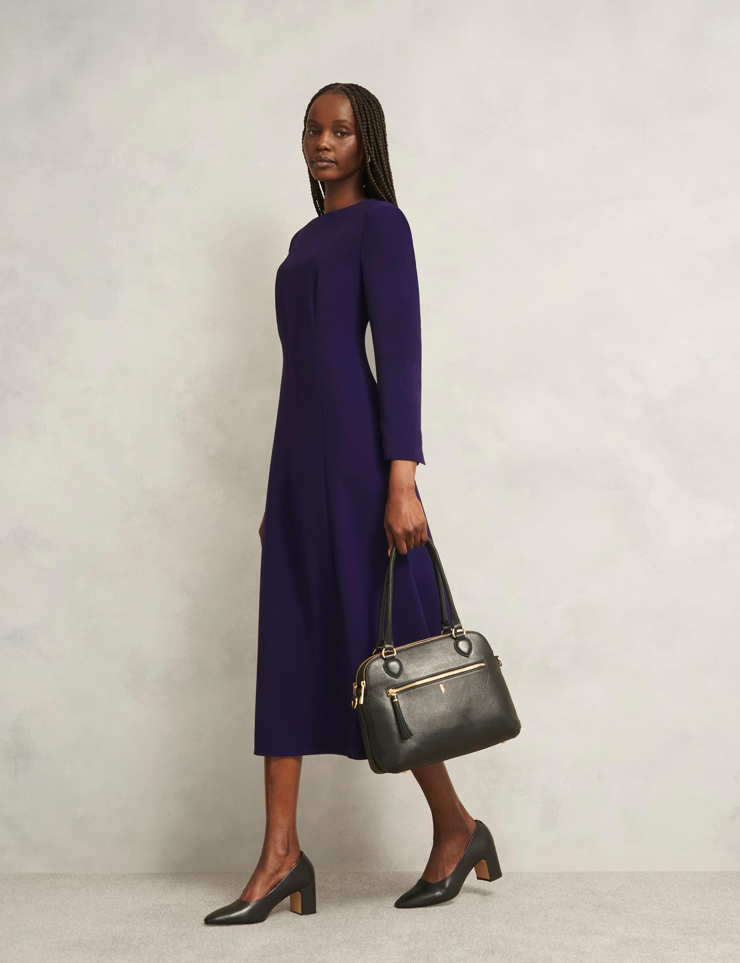Slash Neck Midi Skater Dress 3 of 6