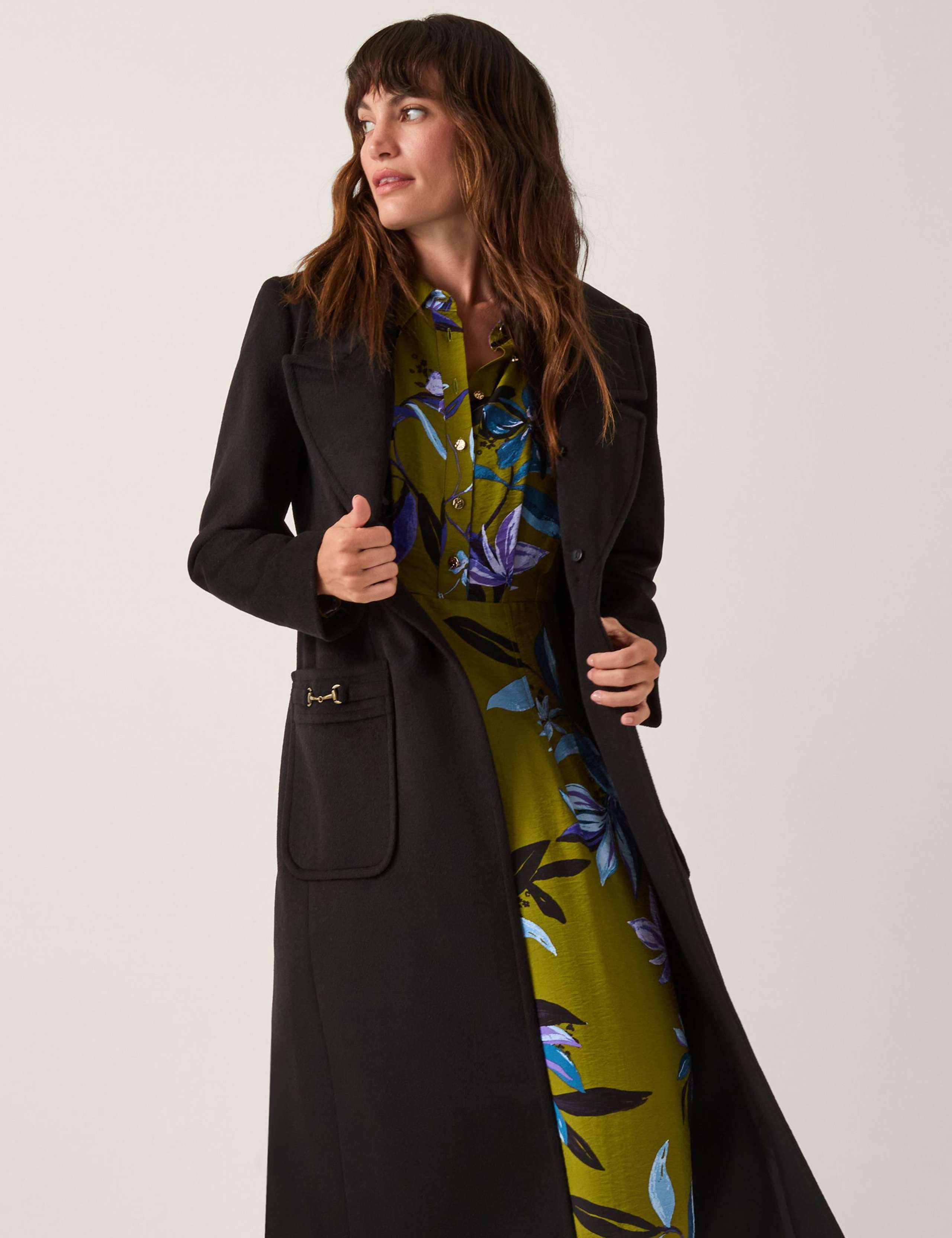 Wool Blend Faux Fur Collar Overcoat 1 of 4