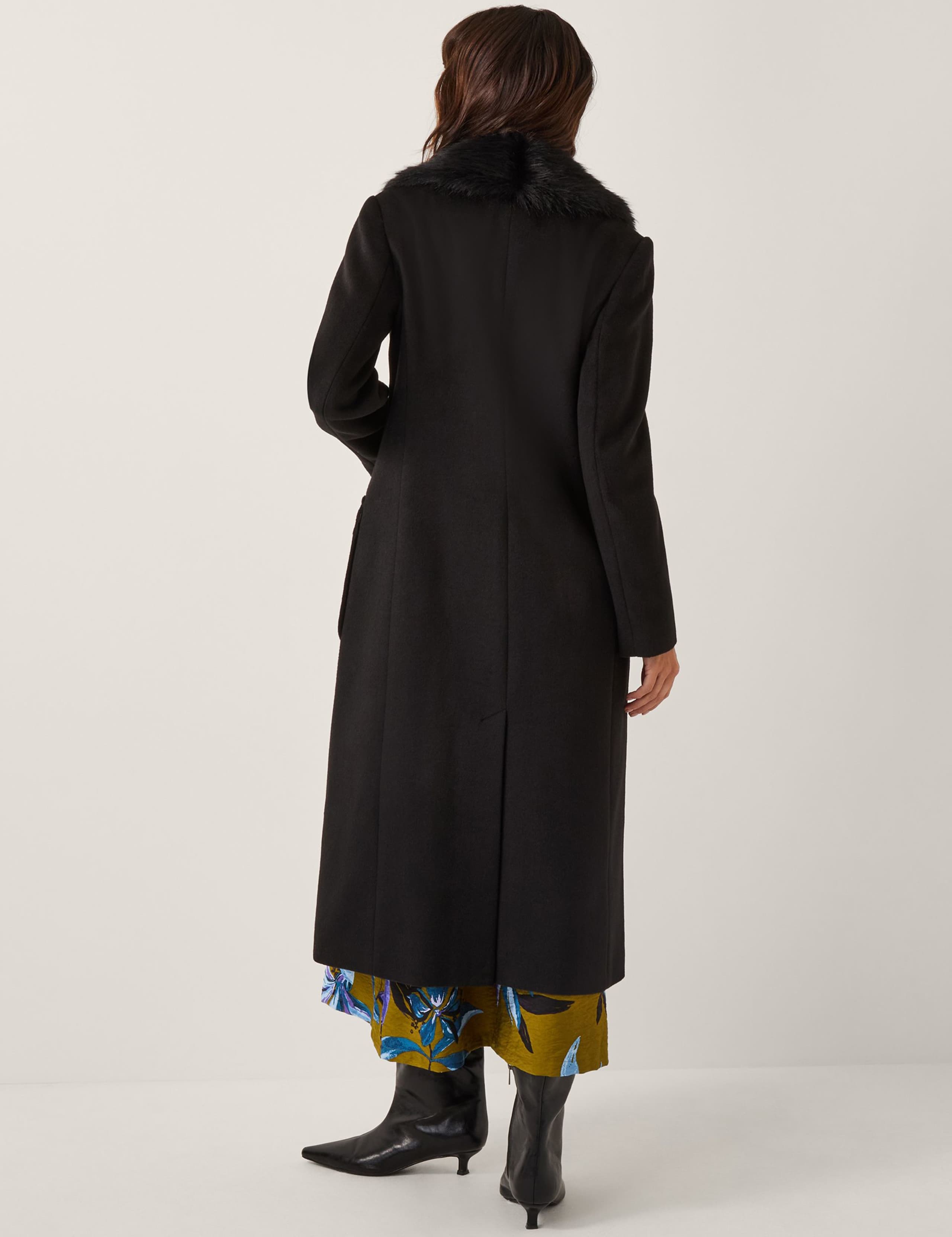Wool Blend Faux Fur Collar Overcoat 3 of 4