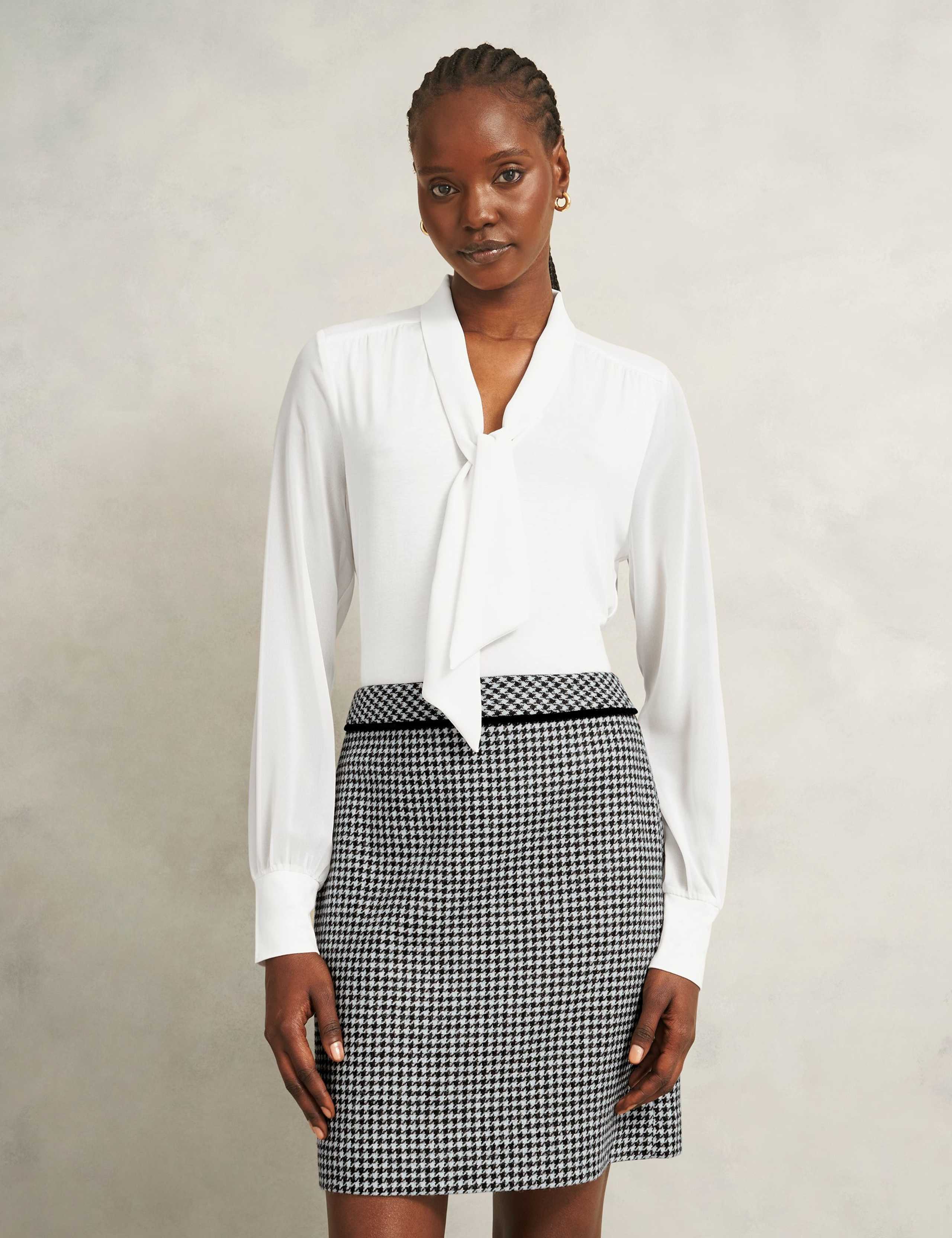 Tie Neck Relaxed Blouson Sleeve Blouse 3 of 4