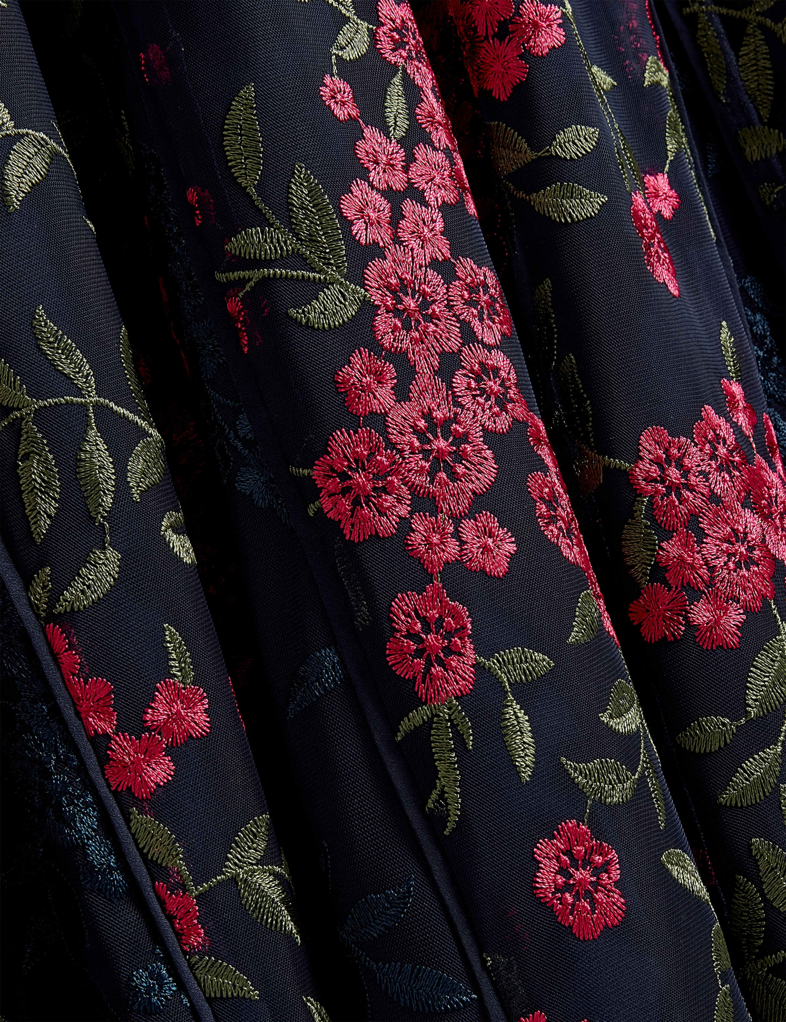 Floral Embroidered V Neck Midi Skater Dress 3 of 6