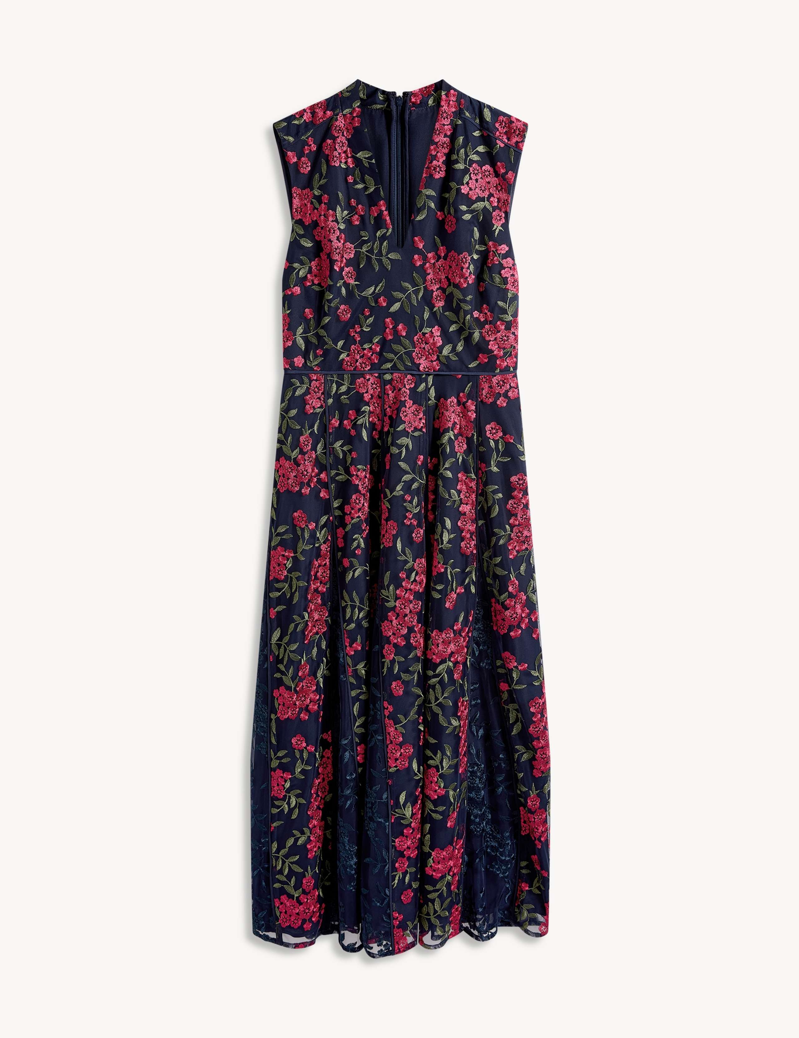 Floral Embroidered V Neck Midi Skater Dress 2 of 6